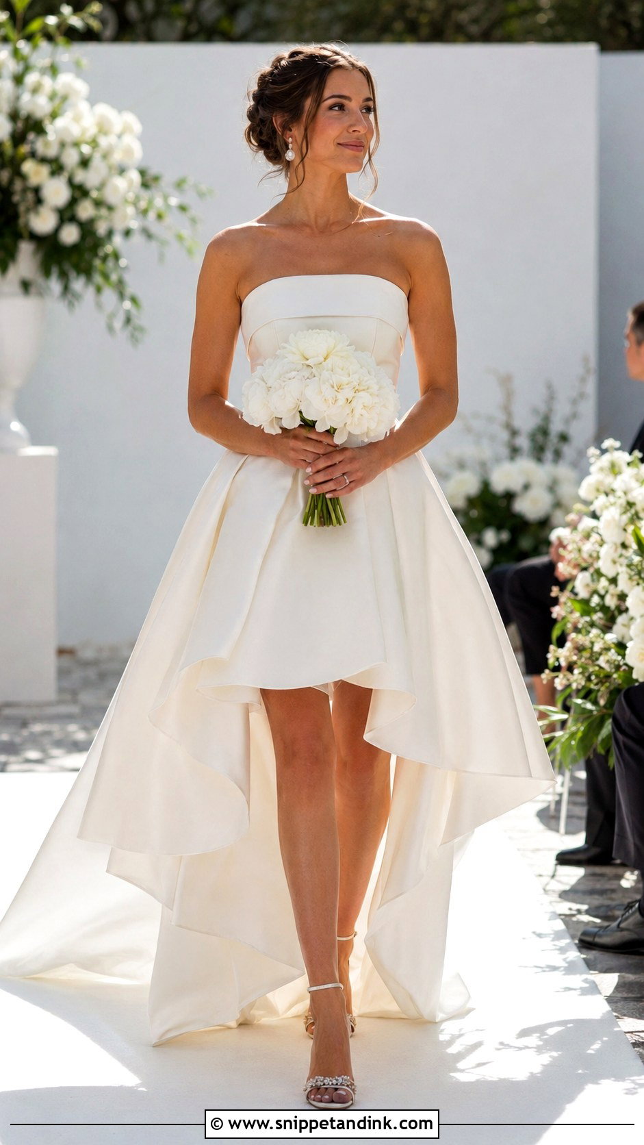 High Low Wedding Dress With Ankle Strap Heels - Snippet and Ink - 20 Alternative Modern Bride Wedding Dress Ideas
