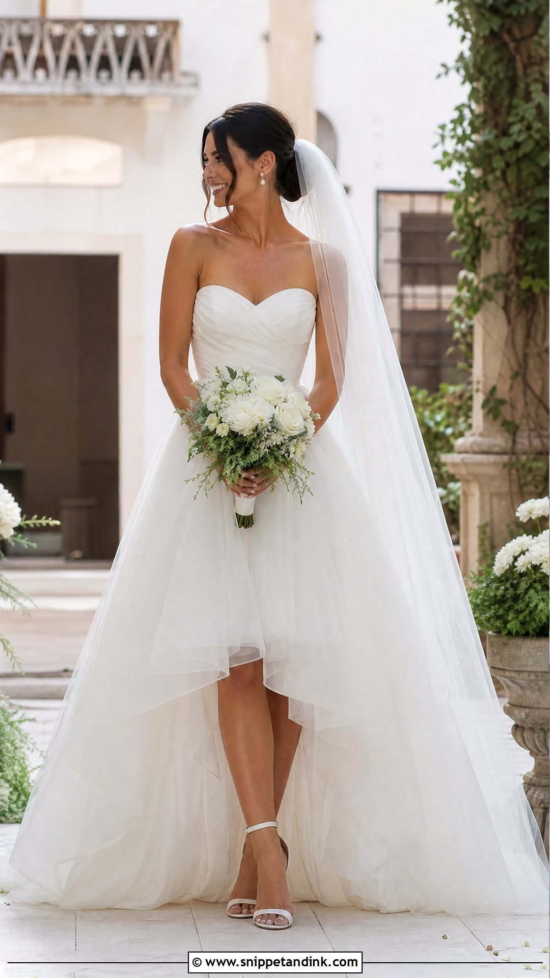 High Low Wedding Dress With Ankle Strap Heels - Snippet and Ink - 25 Quirky Wedding Dress Ideas