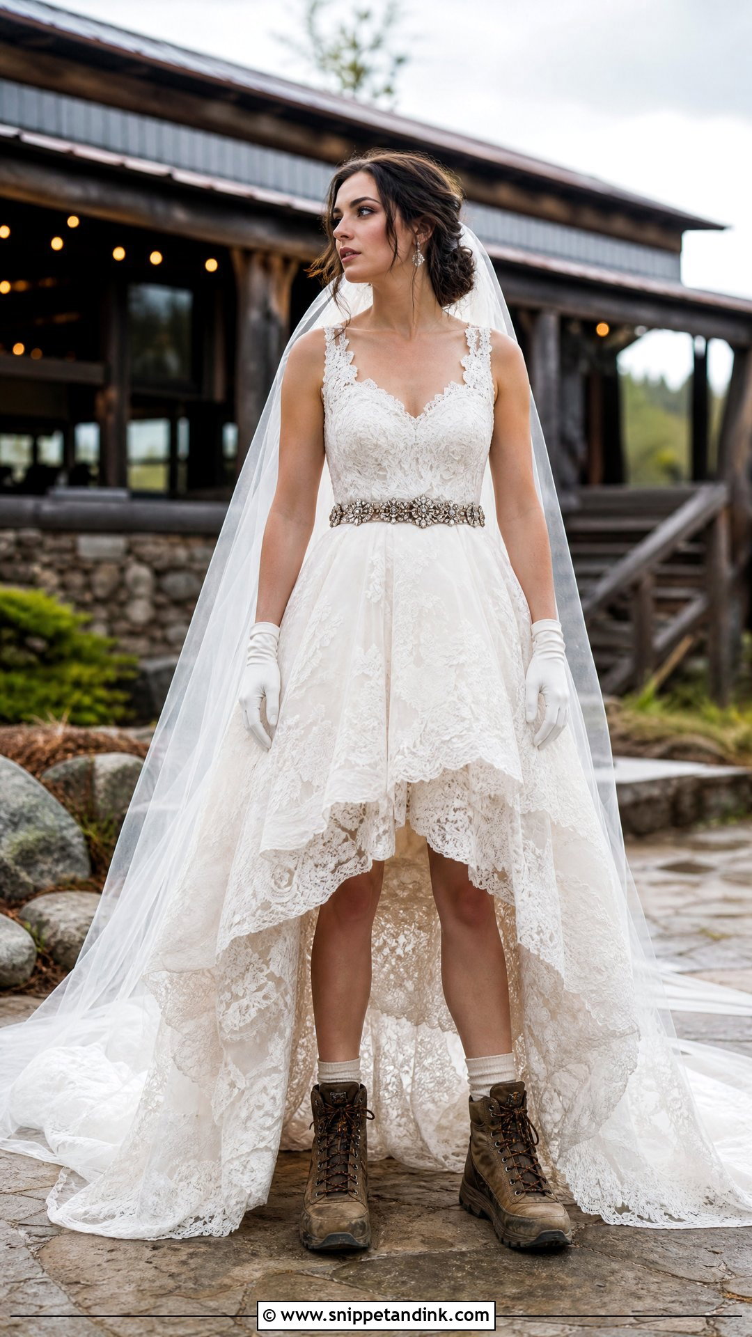 High Low Wedding Dress With Clashing Boots - Snippet and Ink - 20 Horrible Wedding Dress Ideas