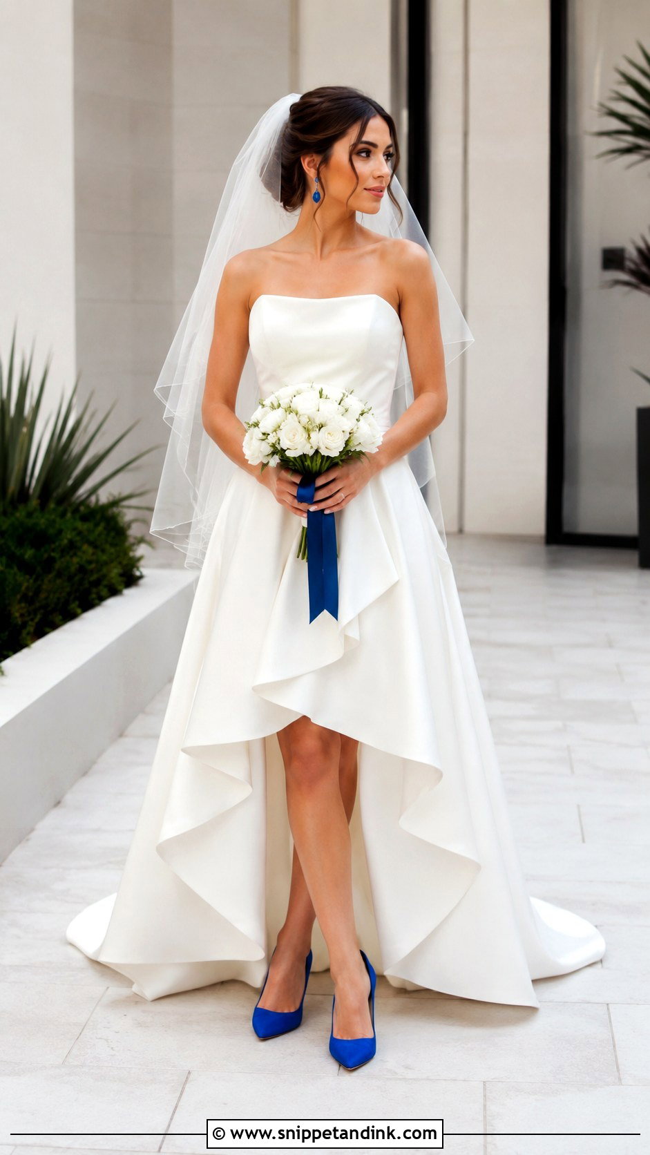 High Low Wedding Dress With Colored Pumps - Snippet and Ink - 20 Unusual Wedding Dress Ideas