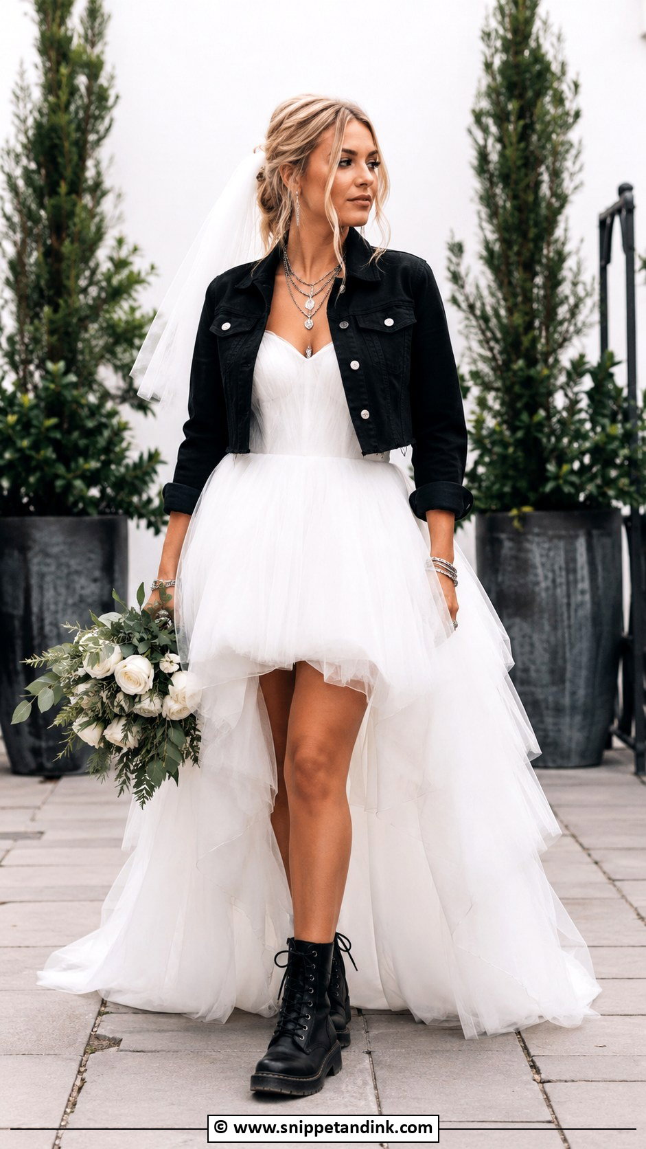 High Low Wedding Dress With Combat Boots - Snippet and Ink - 30 Alt Wedding Dress Ideas