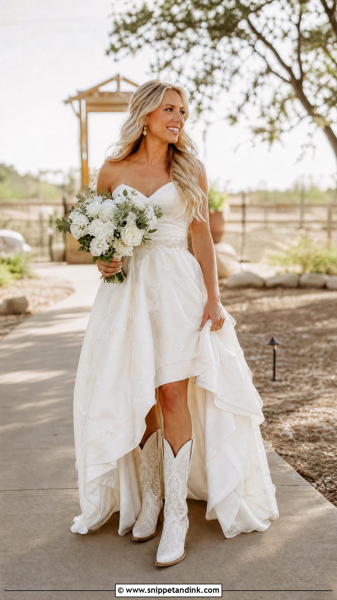 High Low Wedding Dress With Cowgirl Boots - Snippet and Ink - 25 Wedding Cowgirl Boots Ideas