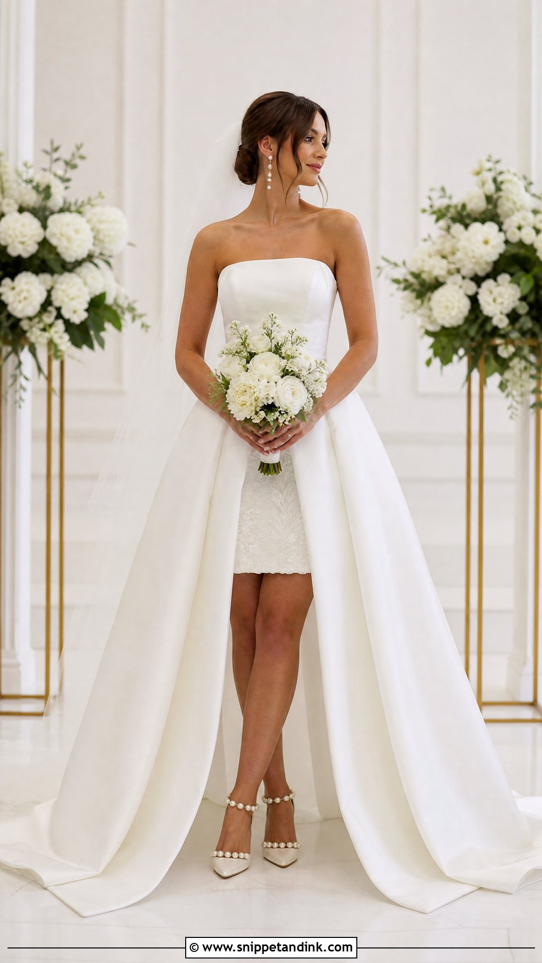 High Low Wedding Dress With Detachable Full Skirt - Snippet and Ink - 20 Wedding Dress Detachable Skirt Ideas