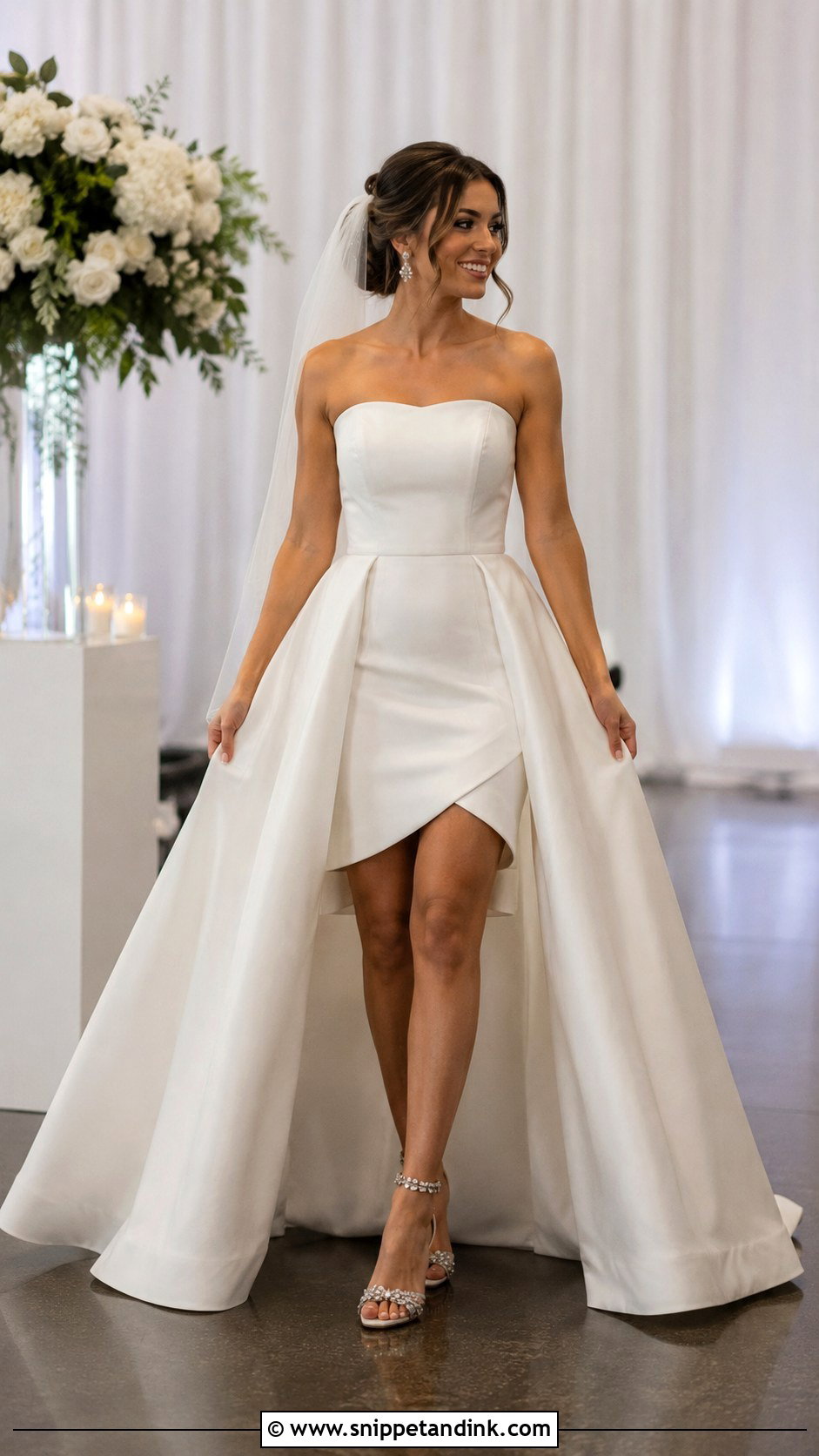 High Low Wedding Dress With Detachable Skirt - Snippet and Ink - 25 2 in 1 Convertible Wedding Dresses