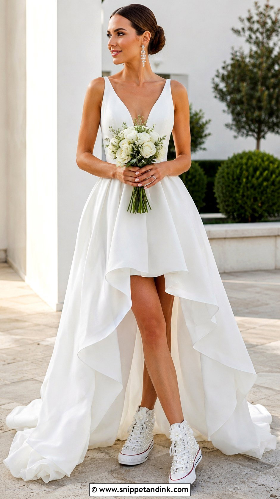 High Low Wedding Dress With Embellished Converse - Snippet and Ink - 20 Wedding Dress with Converse Ideas