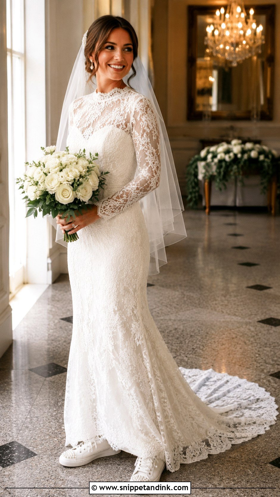 High Low Wedding Dress With Statement Sneakers - Snippet and Ink - 20 Bride with Sneakers Ideas
