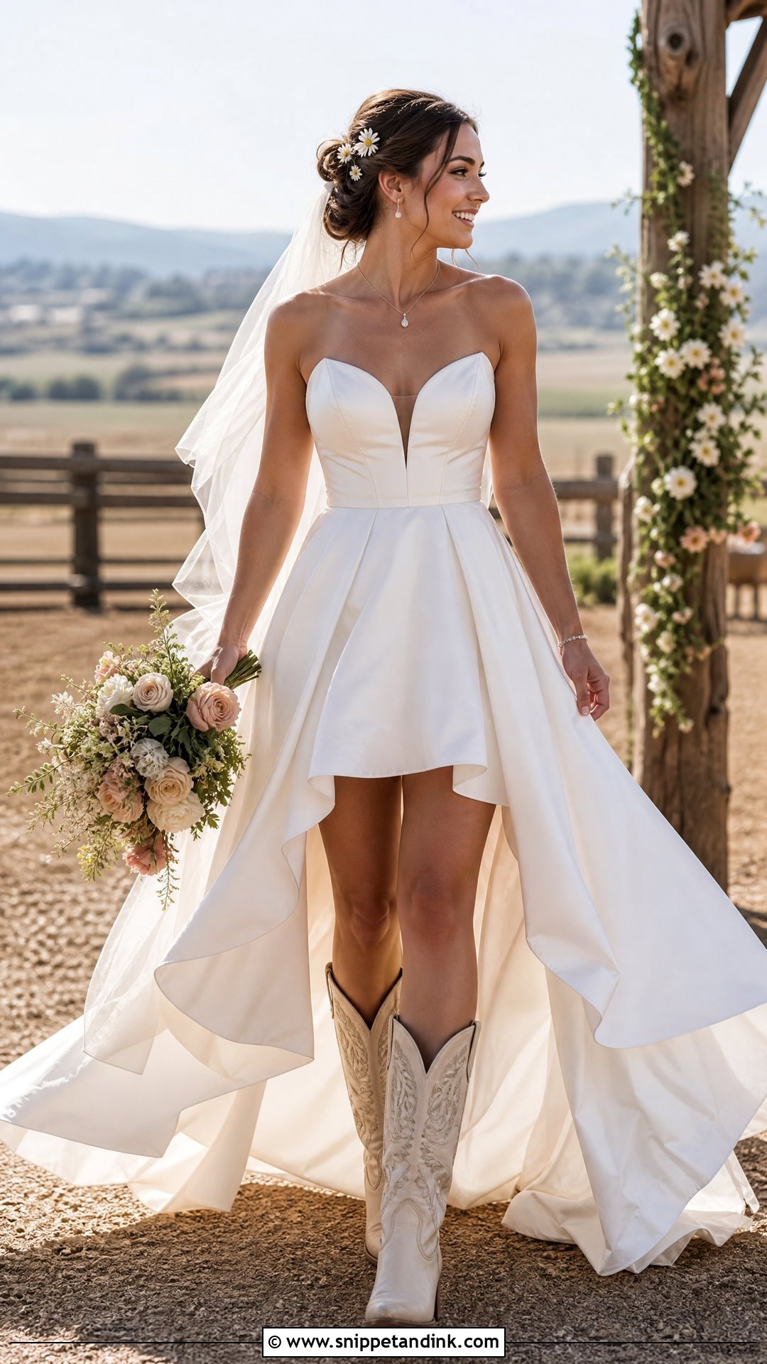 High Low Wedding Dress With Western Boots - Snippet and Ink - 20 Short Wedding Dress with Boots Ideas