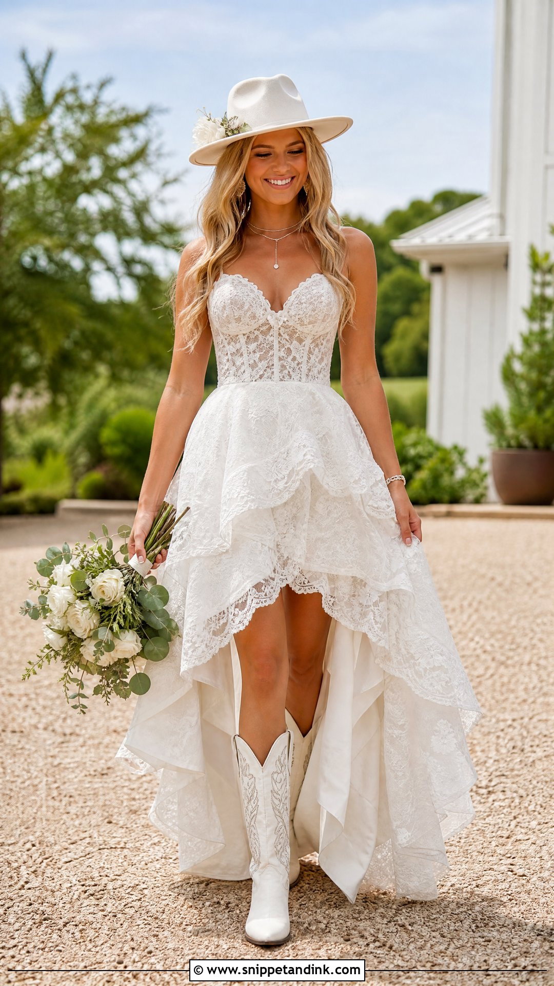 High Low Western Lace Wedding Dress - Snippet and Ink - 20 Western Lace Wedding Dress Ideas