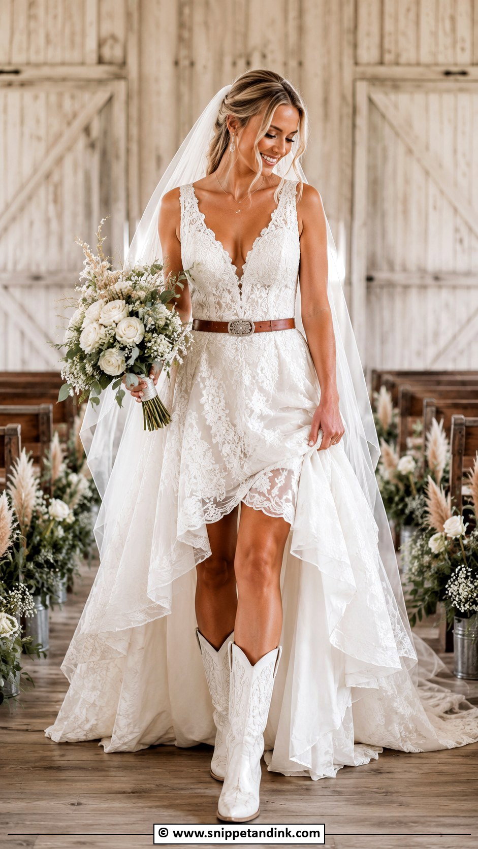 High Low Western Wedding Dress Outfit - Snippet and Ink - 35 Western Wedding Dresses