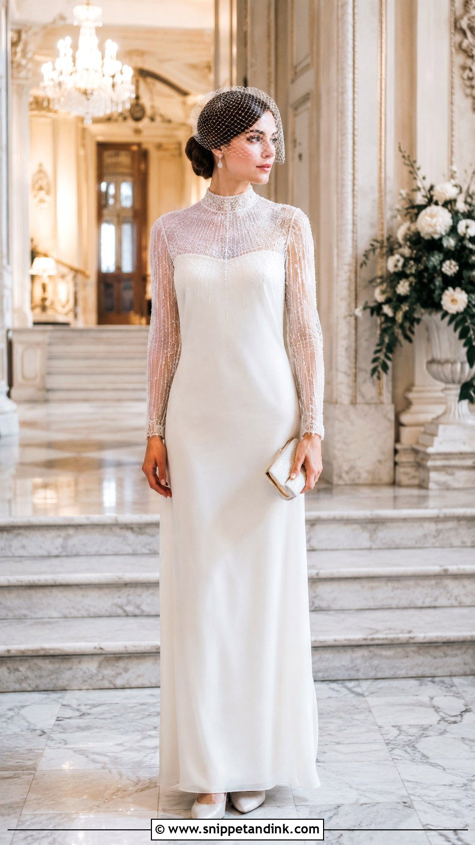 High Neck 1920s Wedding Dress - Snippet and Ink - 20 20s Style Wedding Dress Ideas