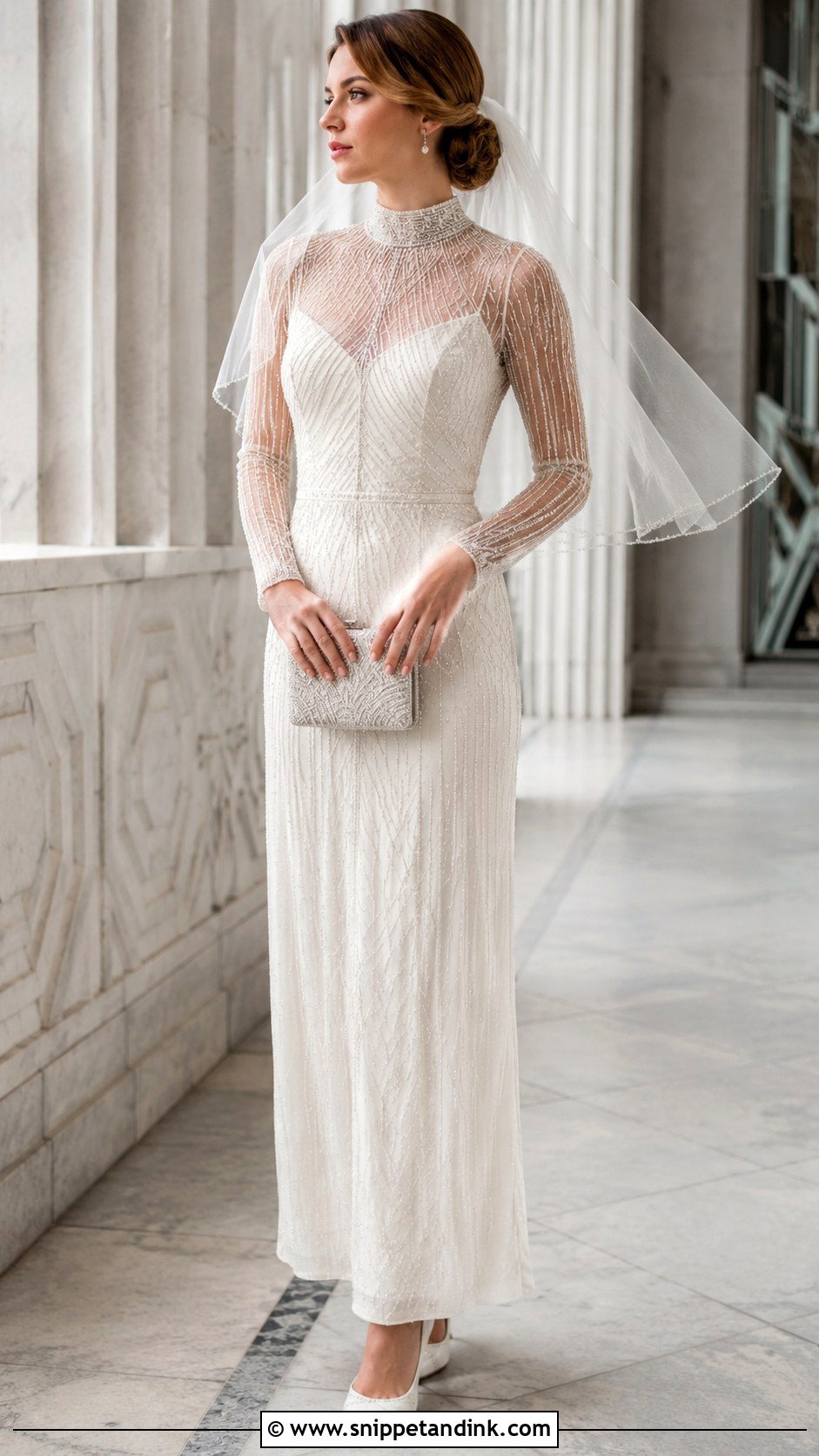 High Neck 1920s Wedding Dress - Snippet and Ink - 20 1920s Inspired Wedding Dress Ideas