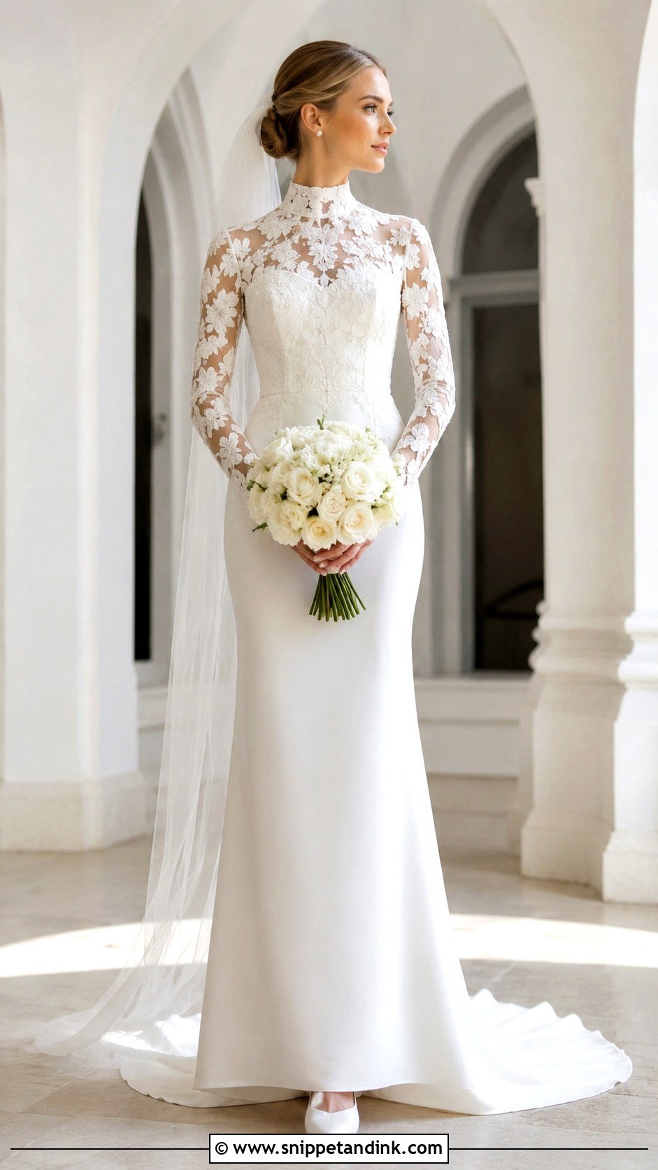 High Neck 3D Lace Wedding Dress - Snippet and Ink - 20 3D Lace Wedding Dress Ideas