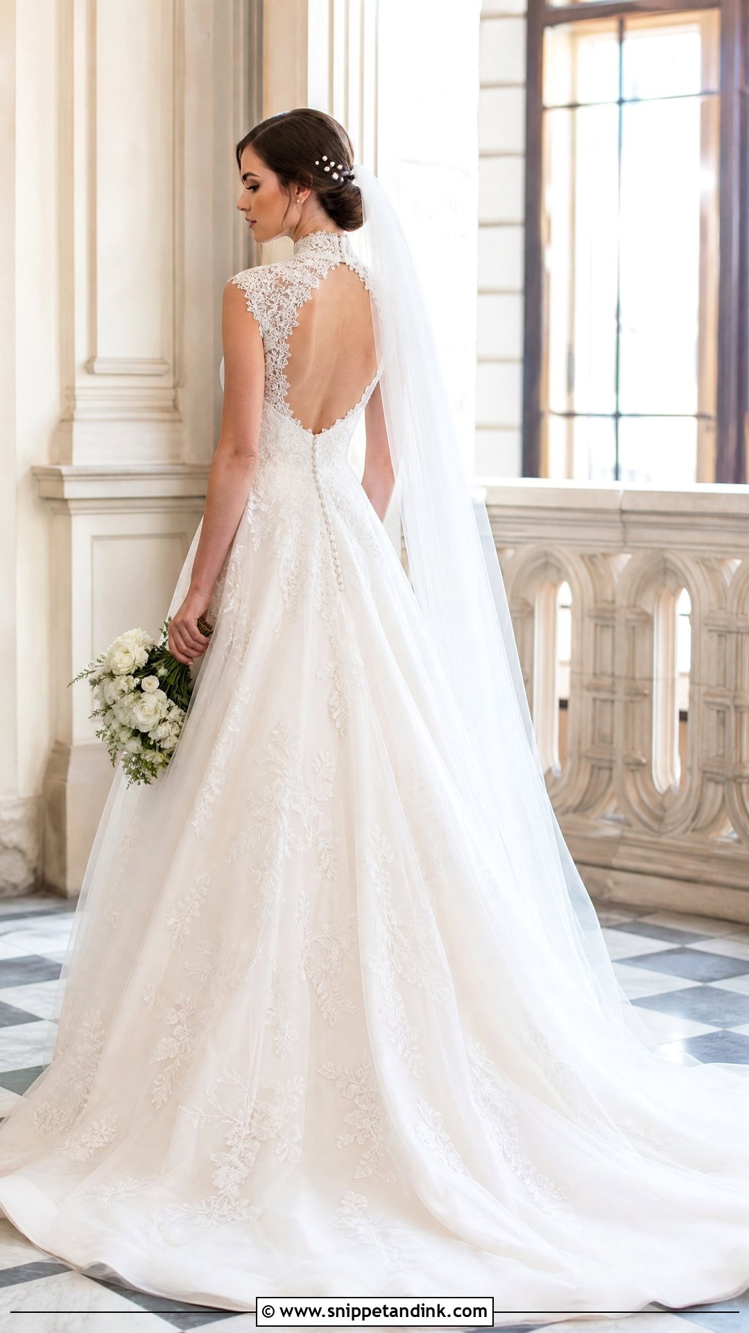 High Neck A Line Princess Wedding Dress With Open Back - Snippet and Ink - 20 Wedding Dresses a Line Princess