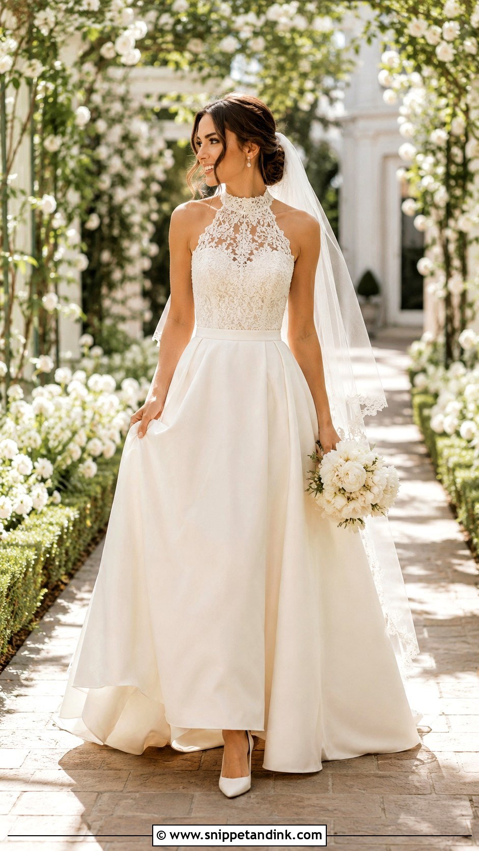 High Neck A Line Wedding Dress - Snippet and Ink - 25 High Neck Wedding Dresses