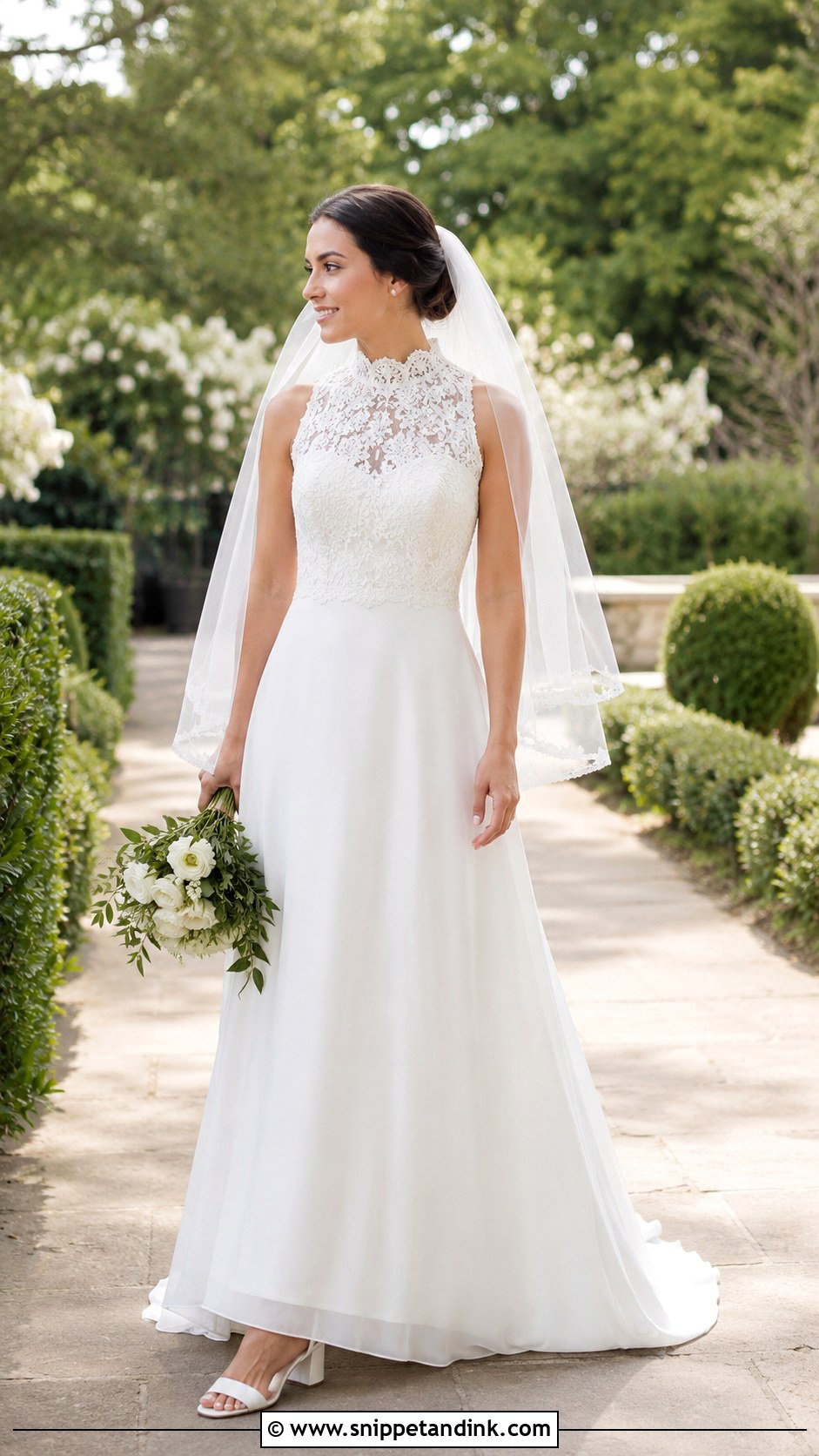High Neck A Line Wedding Dress - Snippet and Ink - 25 High Neckline Wedding Dress Ideas