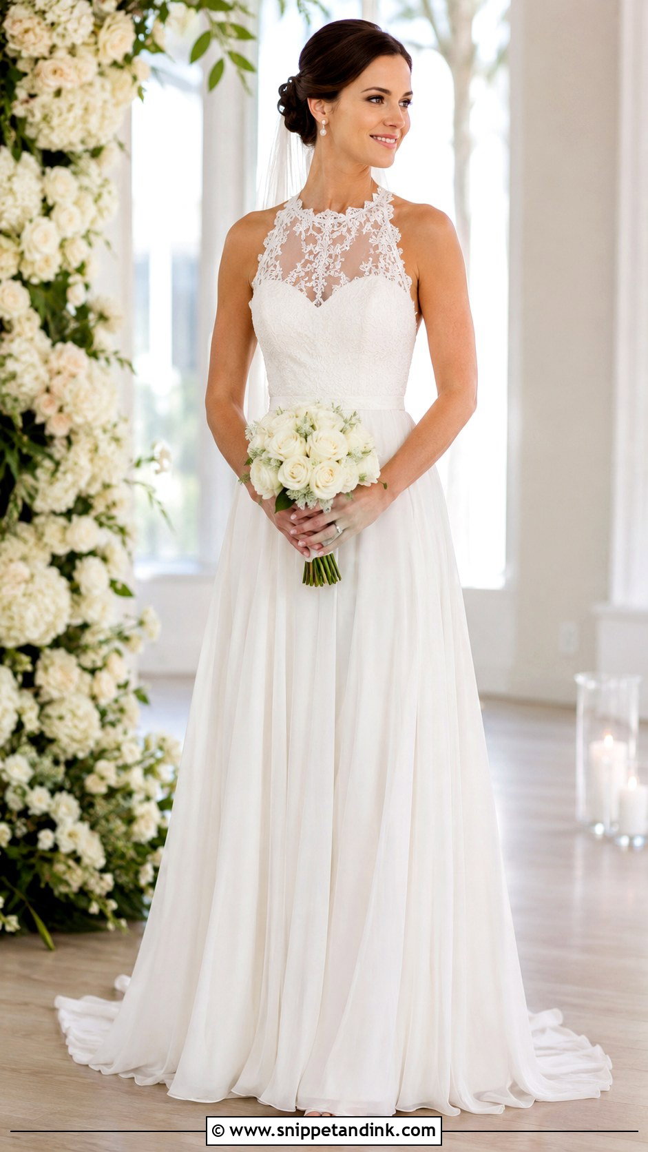 High Neck A Line Wedding Dress With Lace Straps - Snippet and Ink - 20 A Line Wedding Dress with Straps Ideas