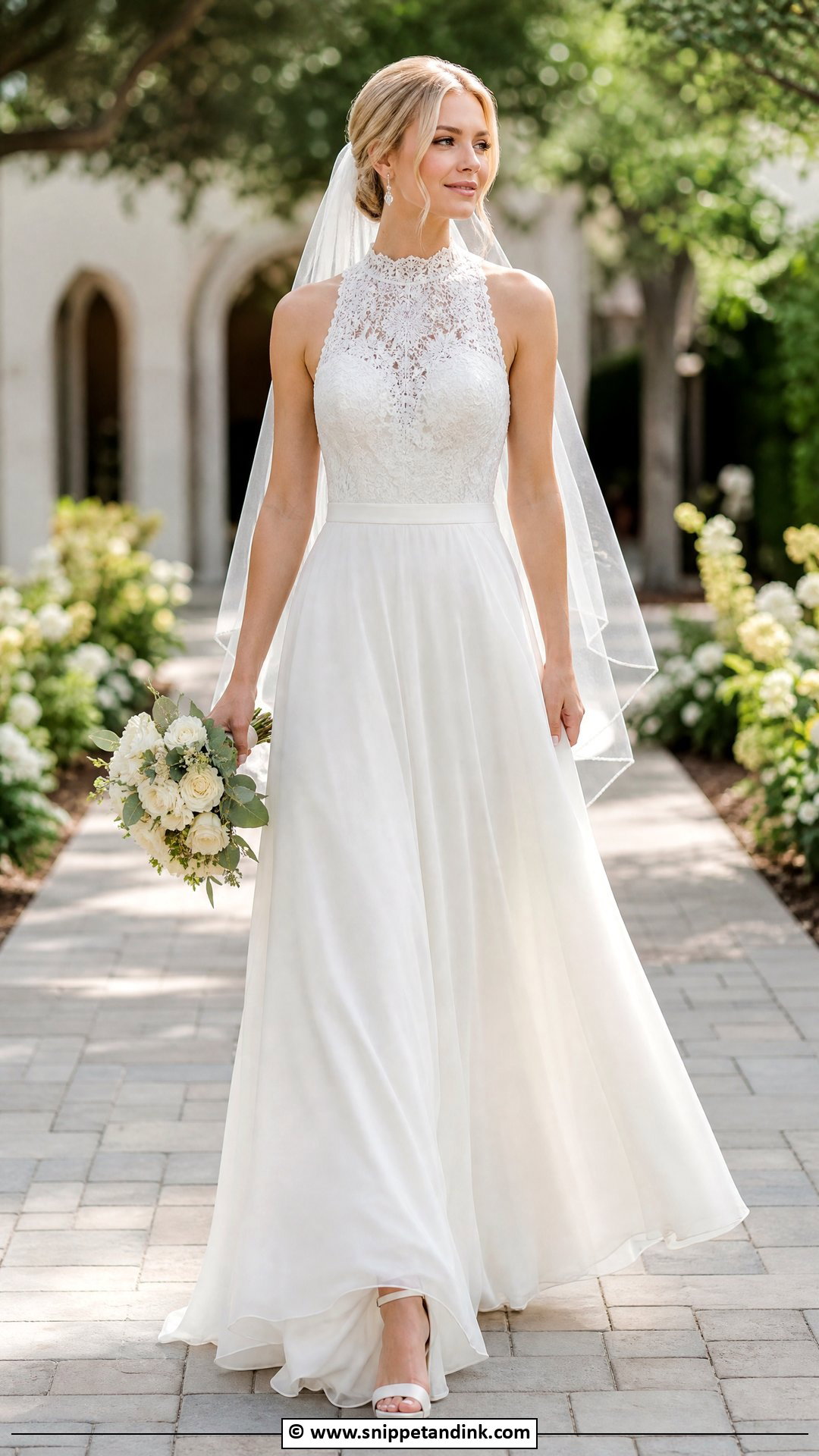 High Neck A Line Wedding Dress - Snippet and Ink - 35 High Neck Wedding Dress Ideas