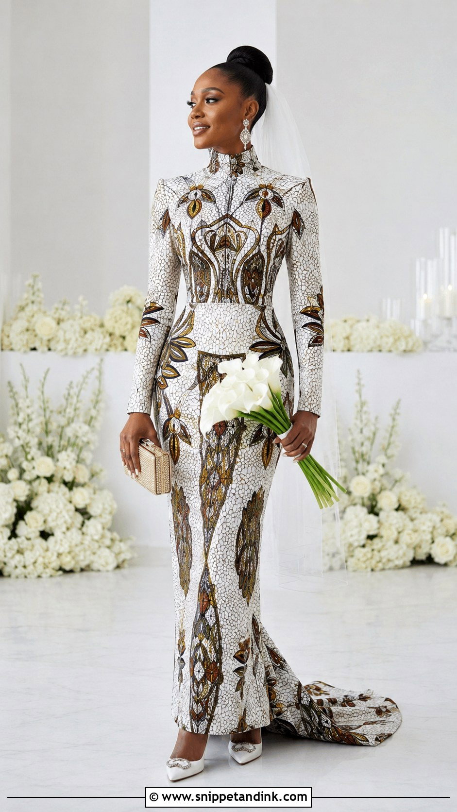High Neck Ankara Bridal Dress - Snippet and Ink - 20 Bridal Ankara Dresses