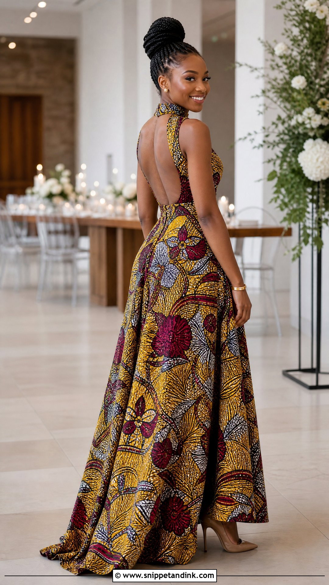 High Neck Ankara Wedding Dress - Snippet and Ink - 25 Ankara Wedding Dress Ideas