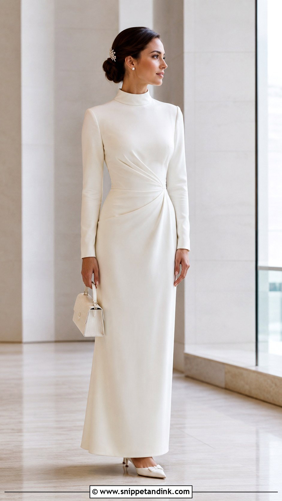 High Neck Ankle Length Wedding Dress - Snippet and Ink - 20 Ankle Wedding Dress Ideas
