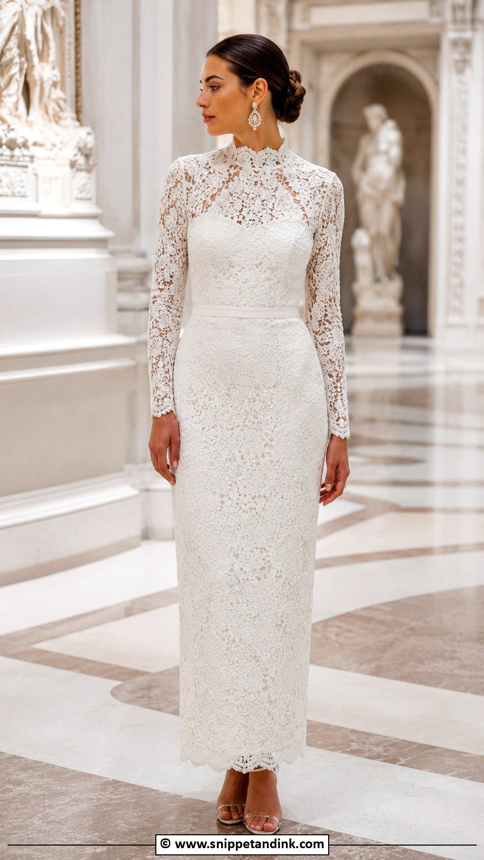 High Neck Ankle Length Wedding Dress - Snippet and Ink - 30 Ankle Length Wedding Dress Ideas