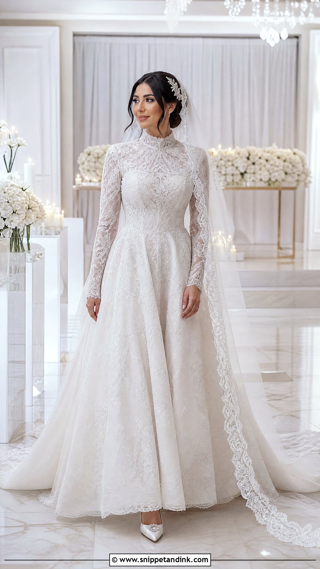 High Neck Arab Wedding Dress - Snippet and Ink - 25 Arab Wedding Dresses
