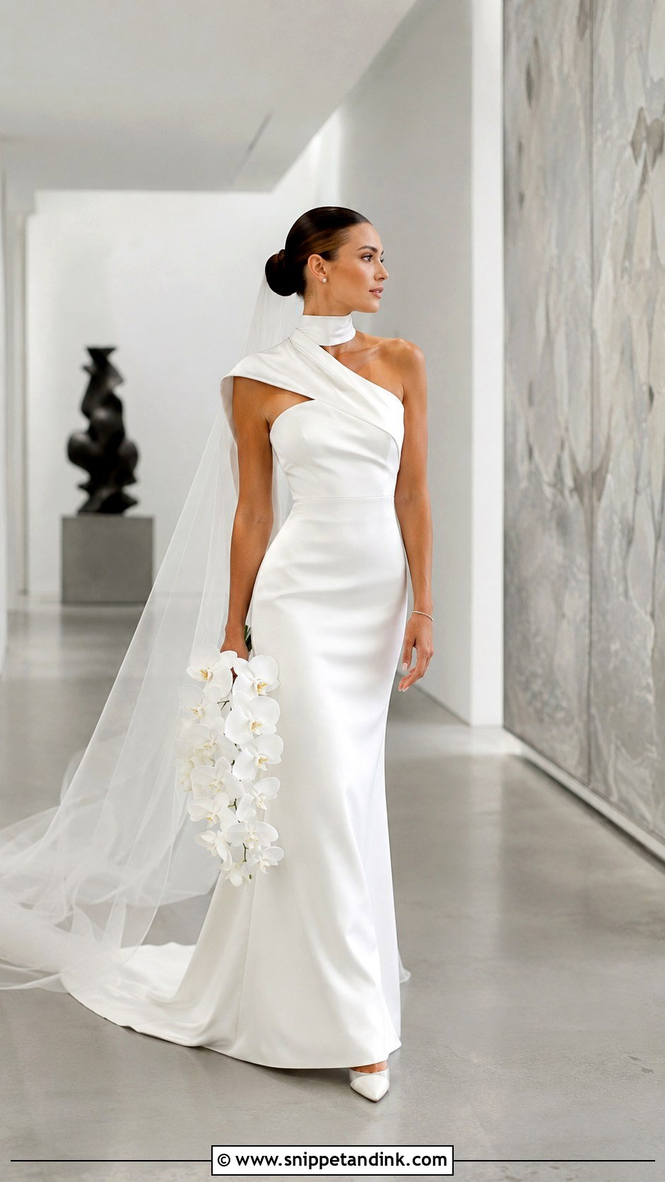 High Neck Asymmetric Bridal Dress - Snippet and Ink - 20 High Neck Bridal Dress Ideas