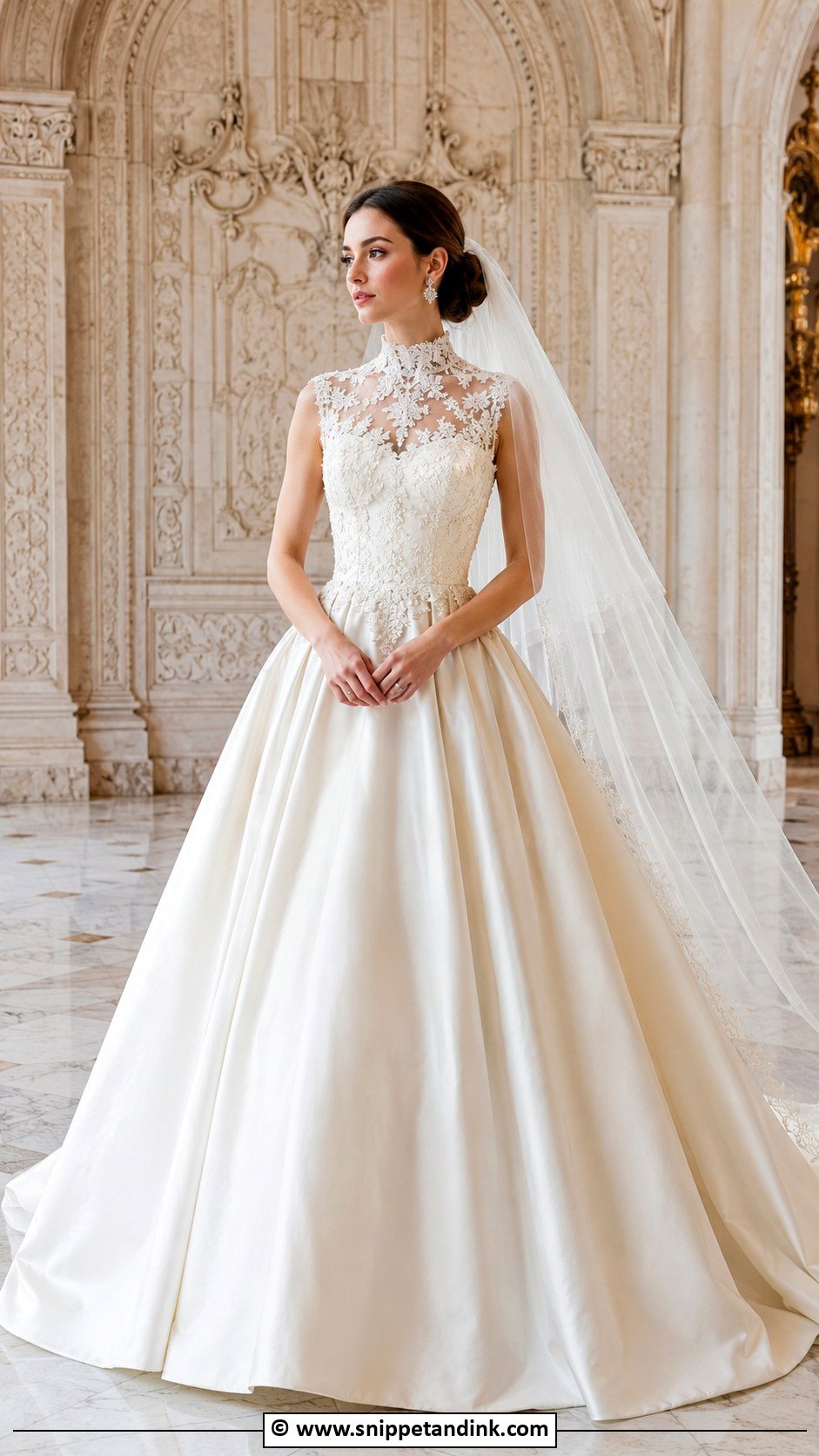High Neck Ball Gown Wedding Dress - Snippet and Ink - 30 Wedding Dresses Ball Gown