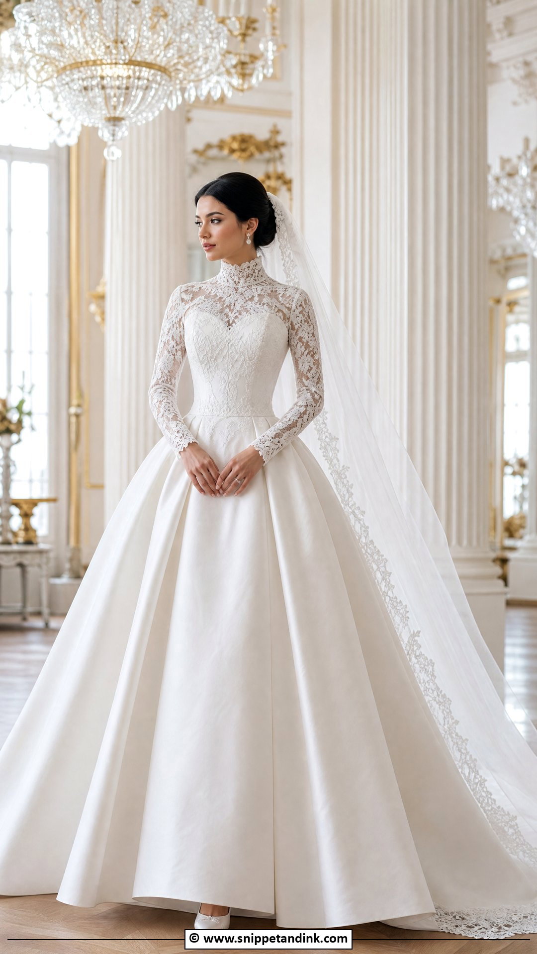 High Neck Ball Gown Wedding Dress - Snippet and Ink - 35 High Neck Wedding Dress Ideas