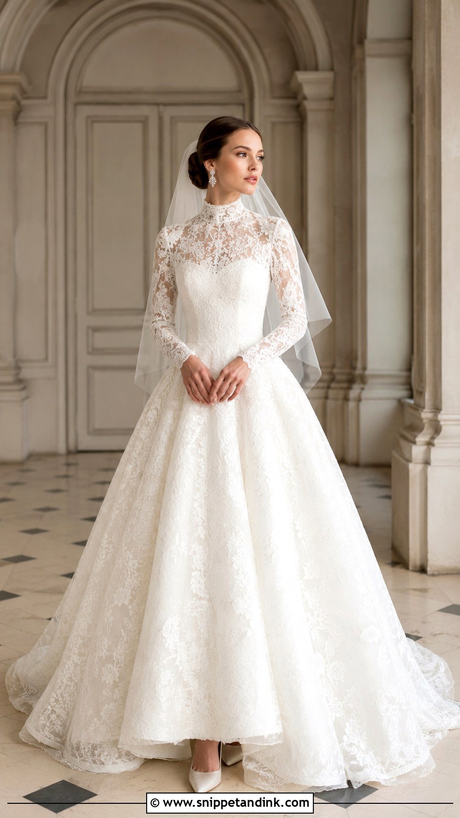 High Neck Ball Gown Wedding Dress - Snippet and Ink - 30 Wedding Ball Gown Ideas