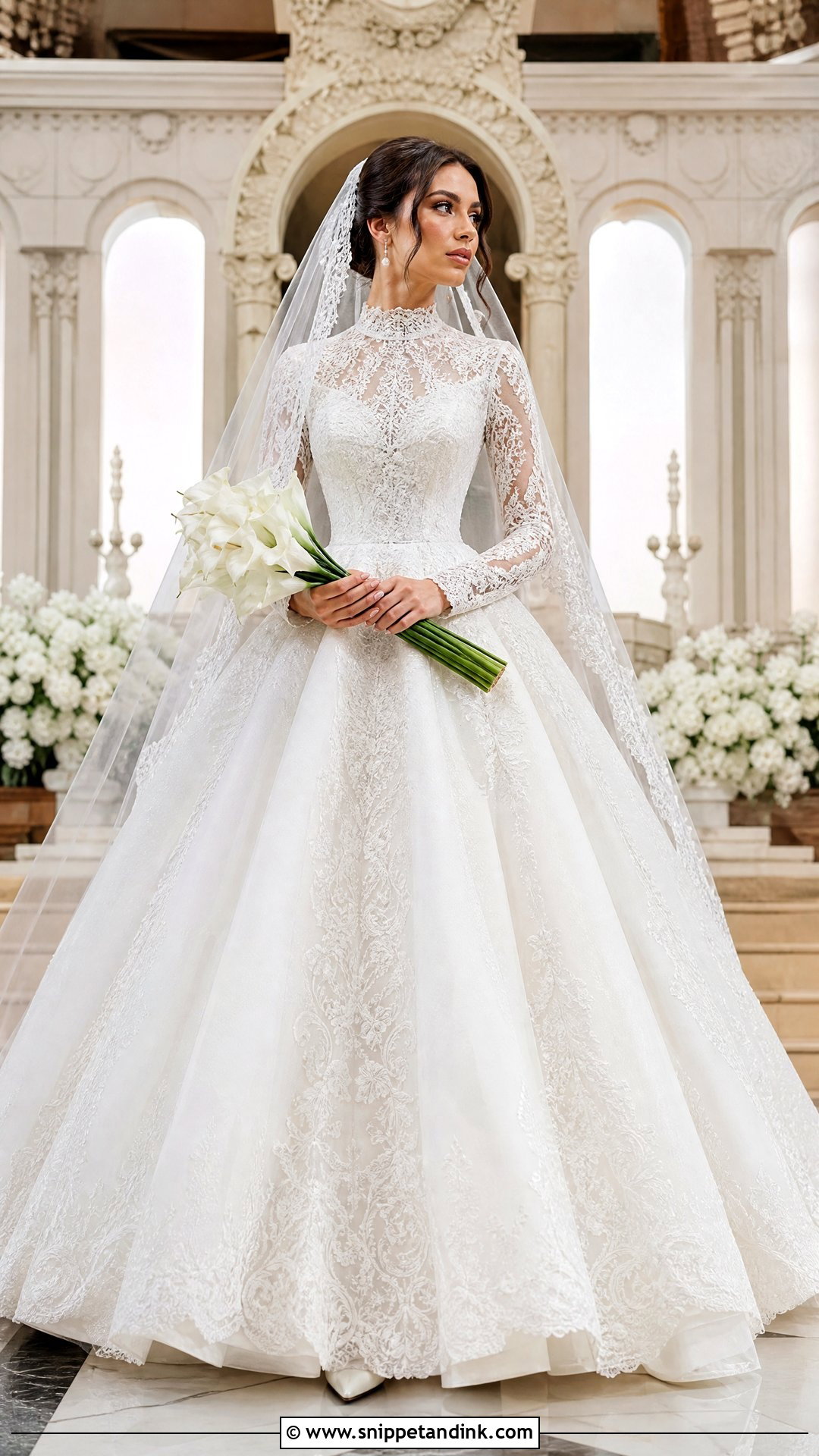 High Neck Ball Gown Wedding Dress - Snippet and Ink - 20 Big Puffy Wedding Dresses