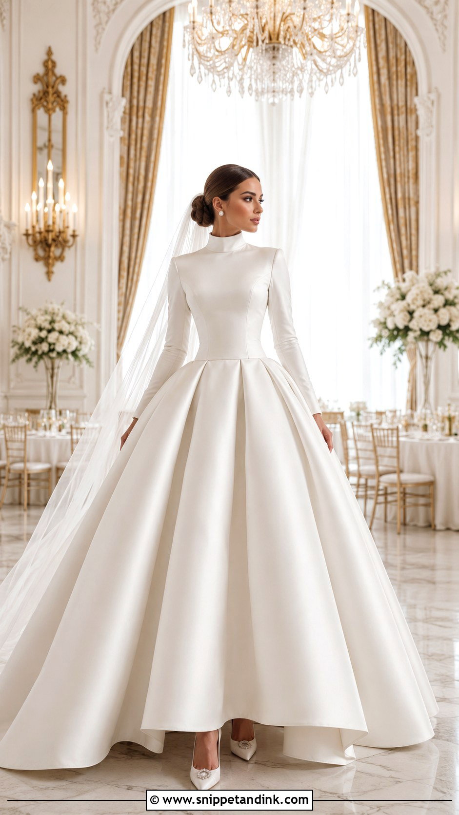High Neck Ball Gown Wedding Dress - Snippet and Ink - 25 High Neckline Wedding Dress Ideas