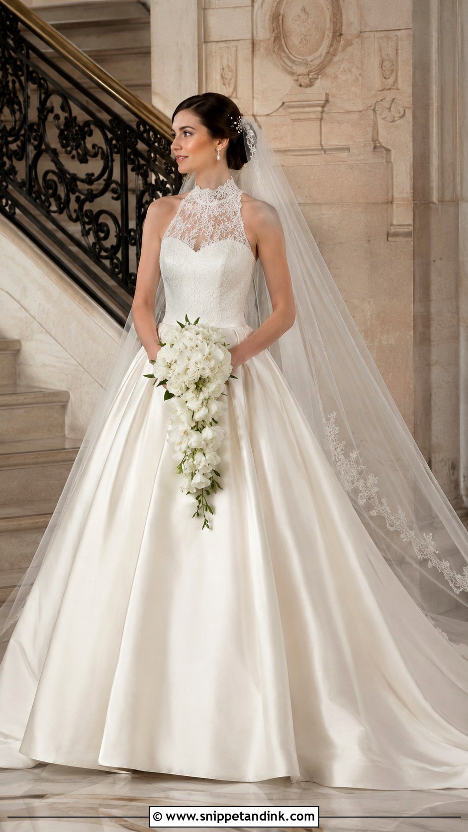 High Neck Ball Gown Wedding Dress - Snippet and Ink - 20 Ball Wedding Dress Ideas