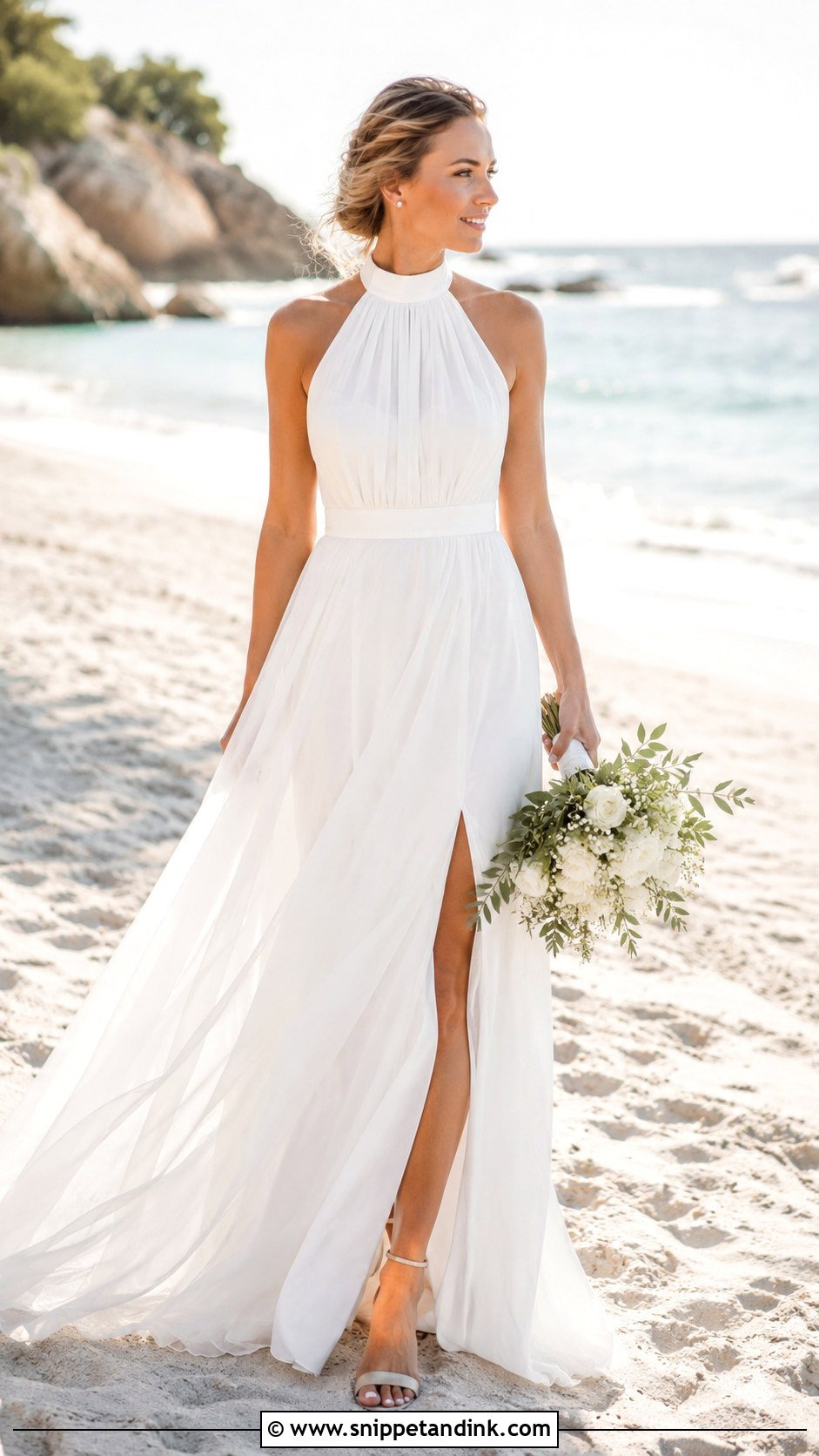 High Neck Beach Wedding Dress - Snippet and Ink - 25 High Neck Wedding Dresses