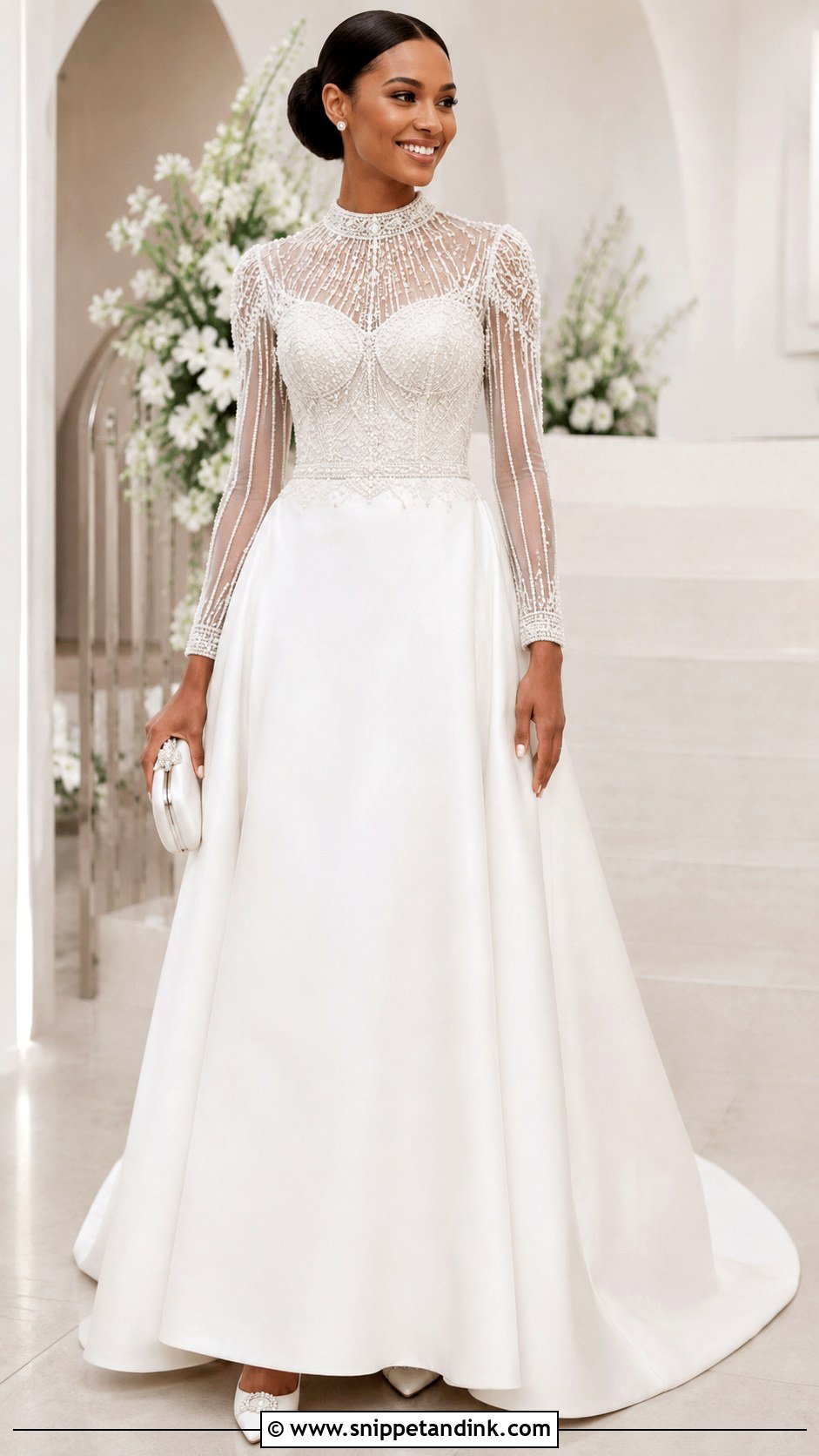 High Neck Beaded African Wedding Dress - Snippet and Ink - 20 Modern African Wedding Dresses