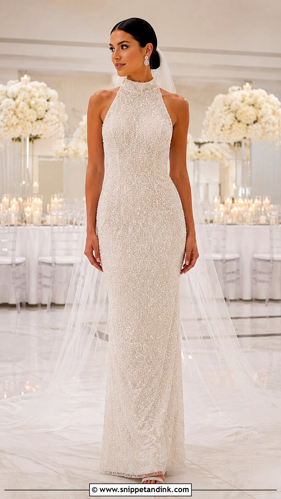 High Neck Beaded Wedding Dress - Snippet and Ink - 25 High Neck Wedding Dresses