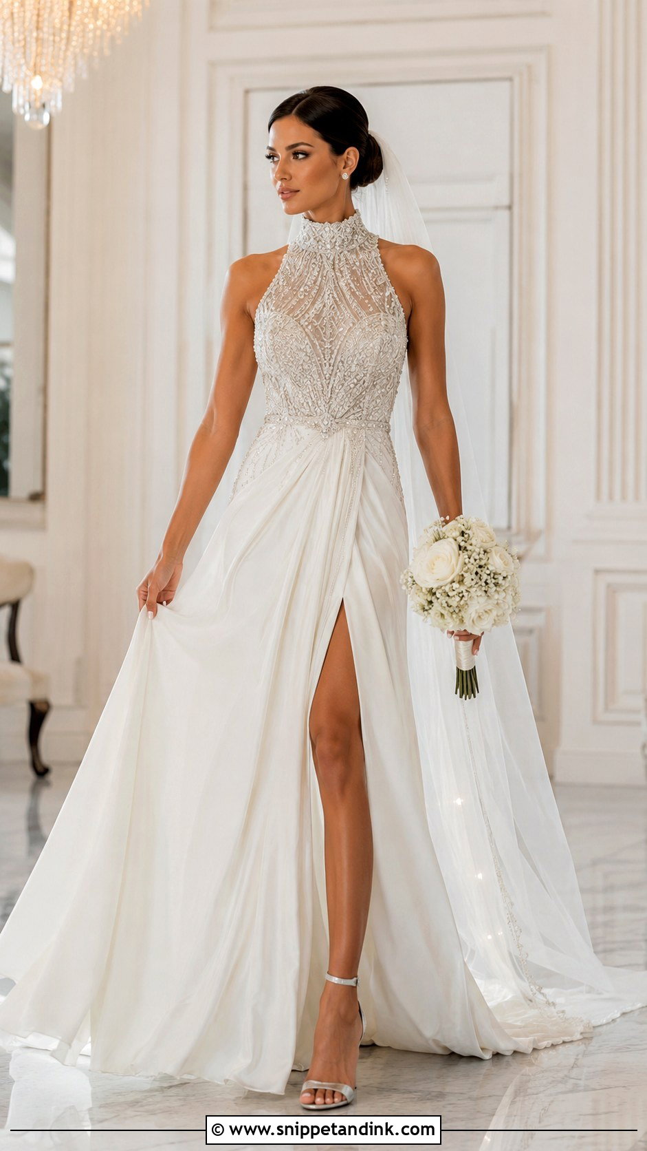 High Neck Beaded Wedding Dress - Snippet and Ink - 25 High Neckline Wedding Dress Ideas