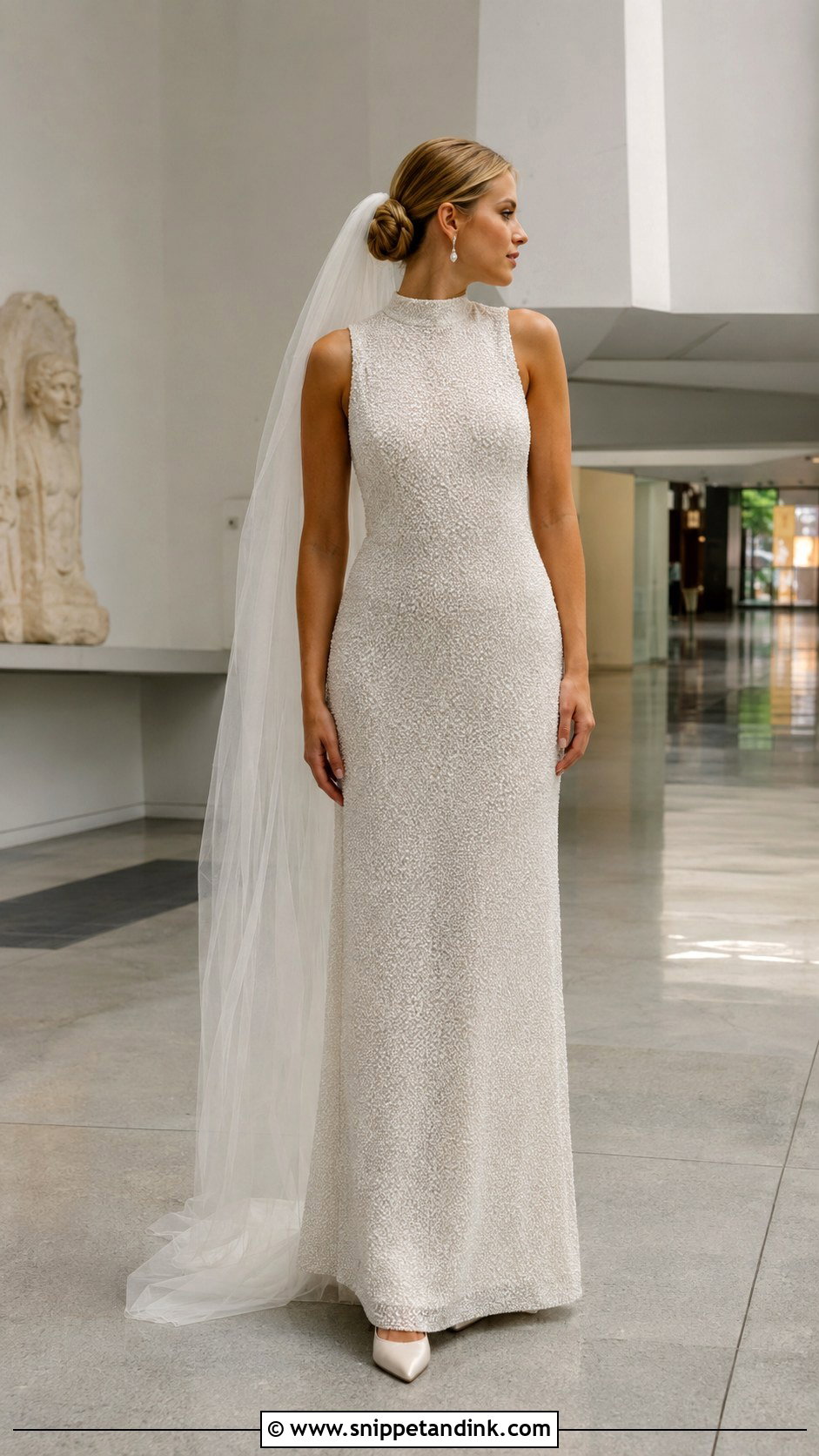High Neck Beaded Wedding Dress - Snippet and Ink - 20 Bling Wedding Dresses