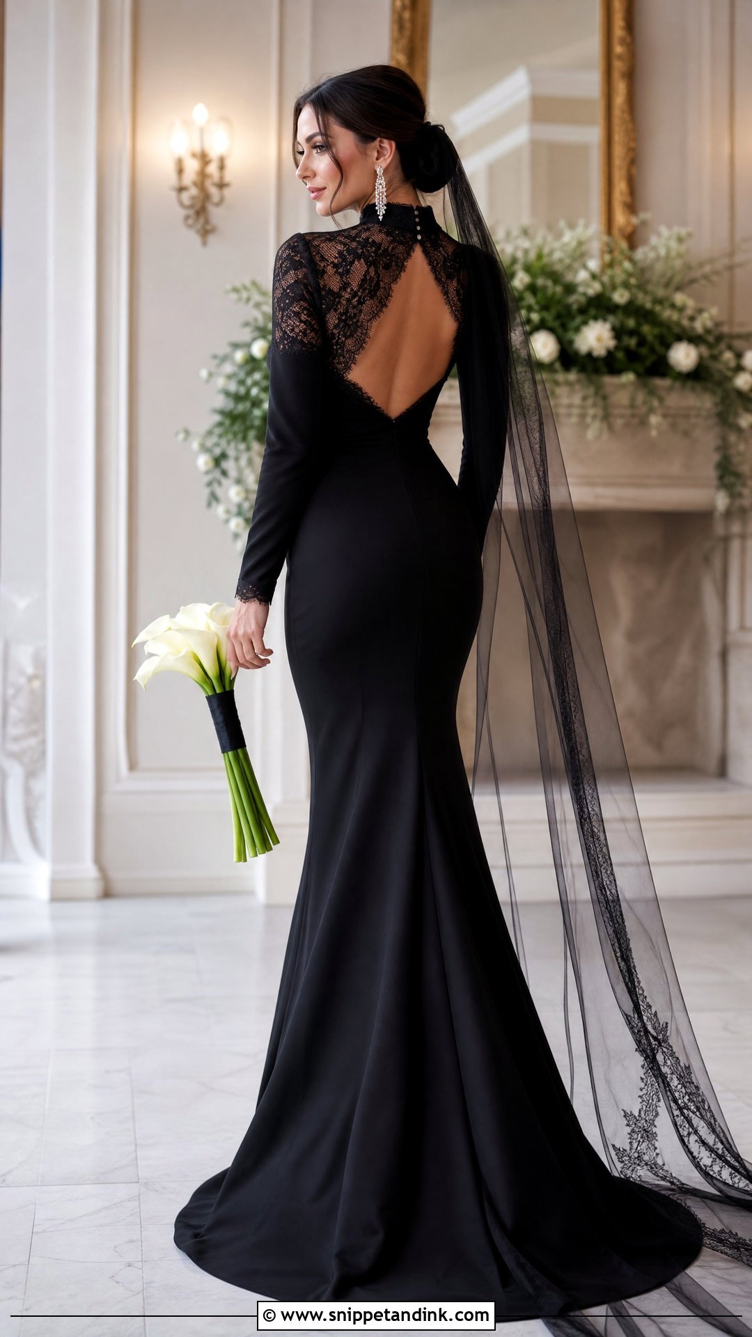 High Neck Black Mermaid Wedding Dress - Snippet and Ink - 25 Black Mermaid Wedding Dress Ideas