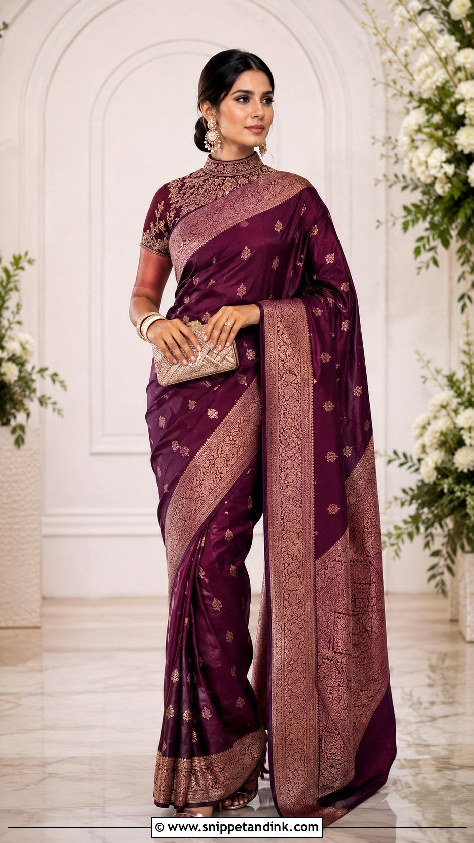 High Neck Blouse With Traditional Saree - Snippet and Ink - 25 Traditional Blouse Designs Weddings