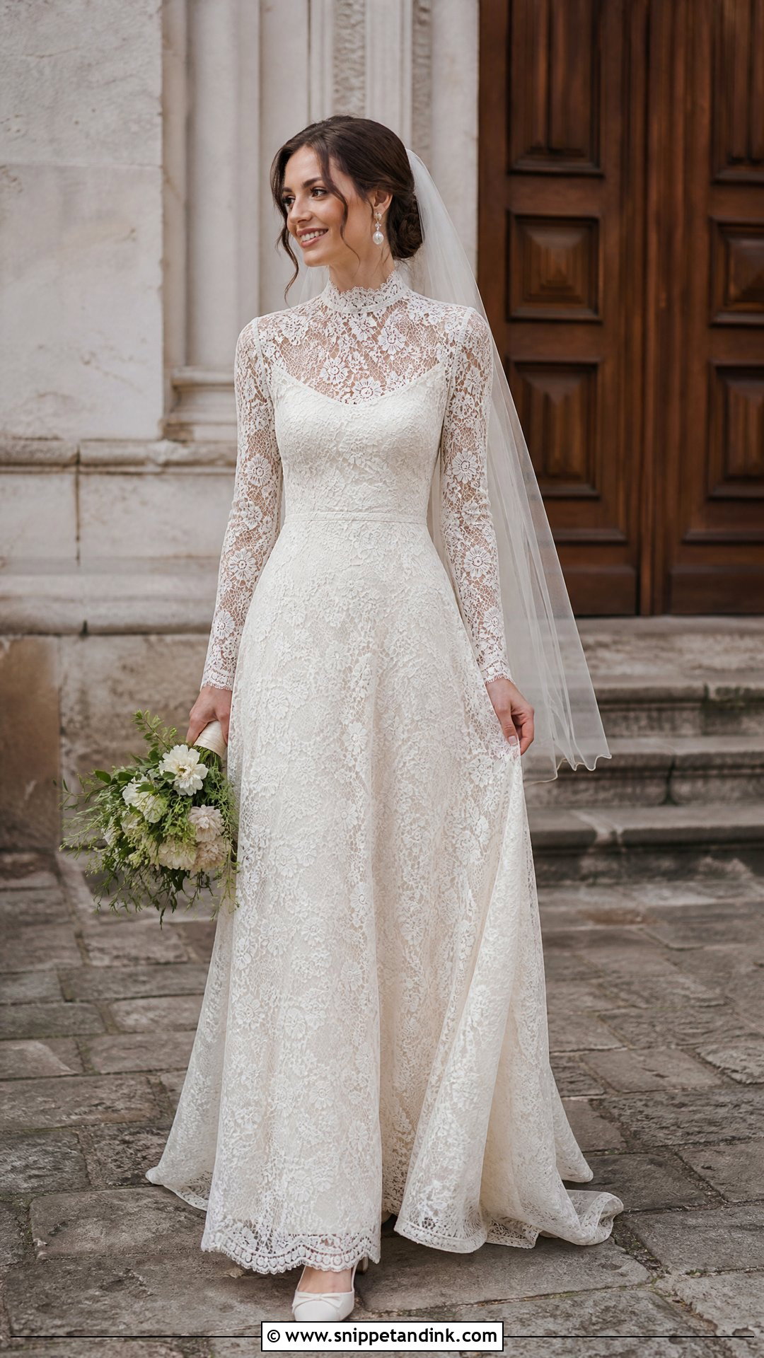 High Neck Boho Lace Wedding Dress - Snippet and Ink - 25 Boho Lace Wedding Dress Ideas