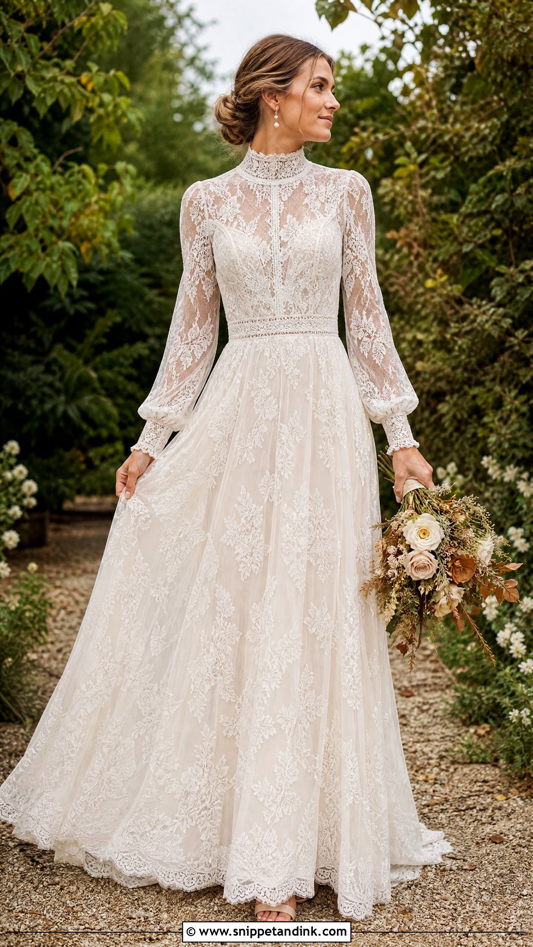 High Neck Boho Wedding Dress - Snippet and Ink - 25 Boho Whimsical Wedding Dress Ideas