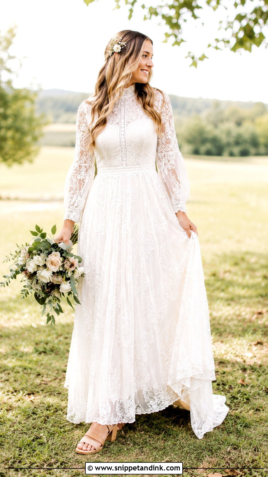 High Neck Boho Wedding Dress - Snippet and Ink - 25 High Neck Wedding Dresses