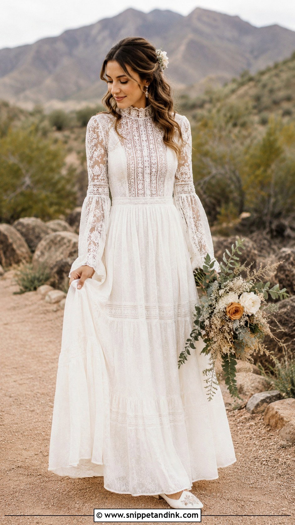 High Neck Boho Wedding Dress - Snippet and Ink - 25 High Neckline Wedding Dress Ideas