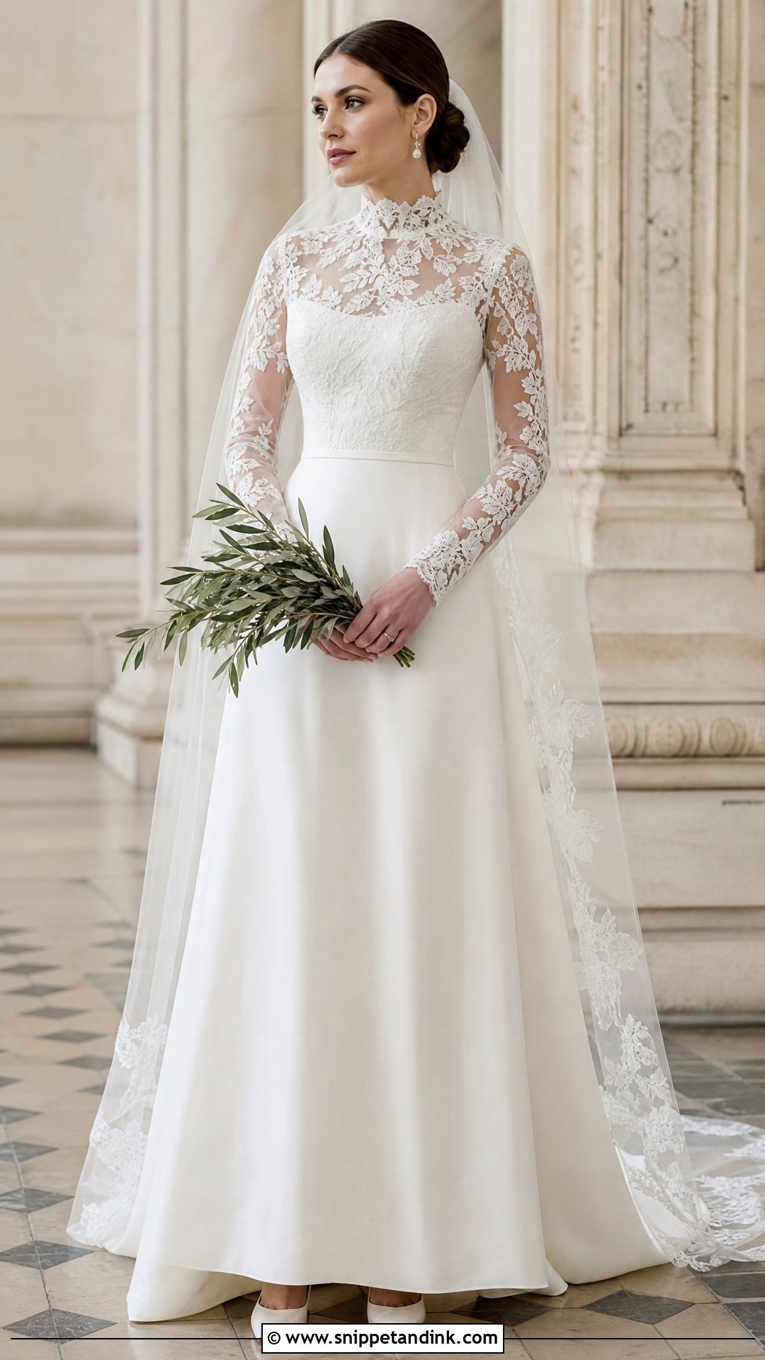 High Neck Botanical Lace Wedding Dress - Snippet and Ink - 20 Wedding Dress Leaves Ideas