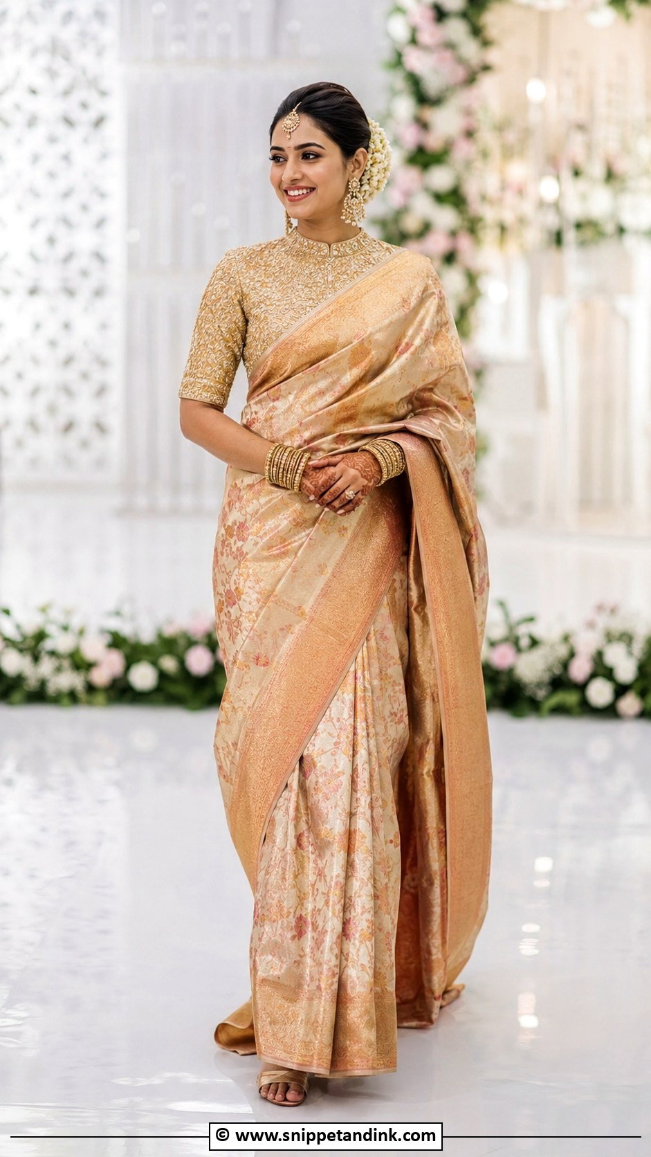 High Neck Bridal Blouse With Saree - Snippet and Ink - 30 Bride Blouse Designs