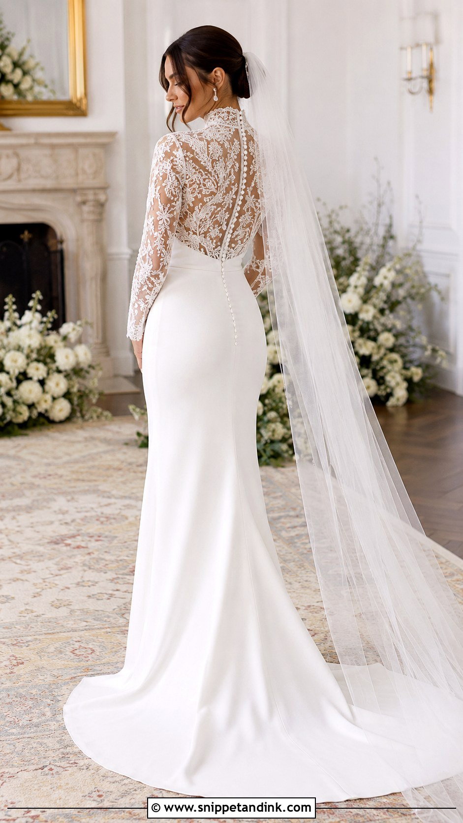 High Neck Bridal Bodysuit With Fit And Flare Skirt - Snippet and Ink - 20 Bridal Bodysuit Ideas