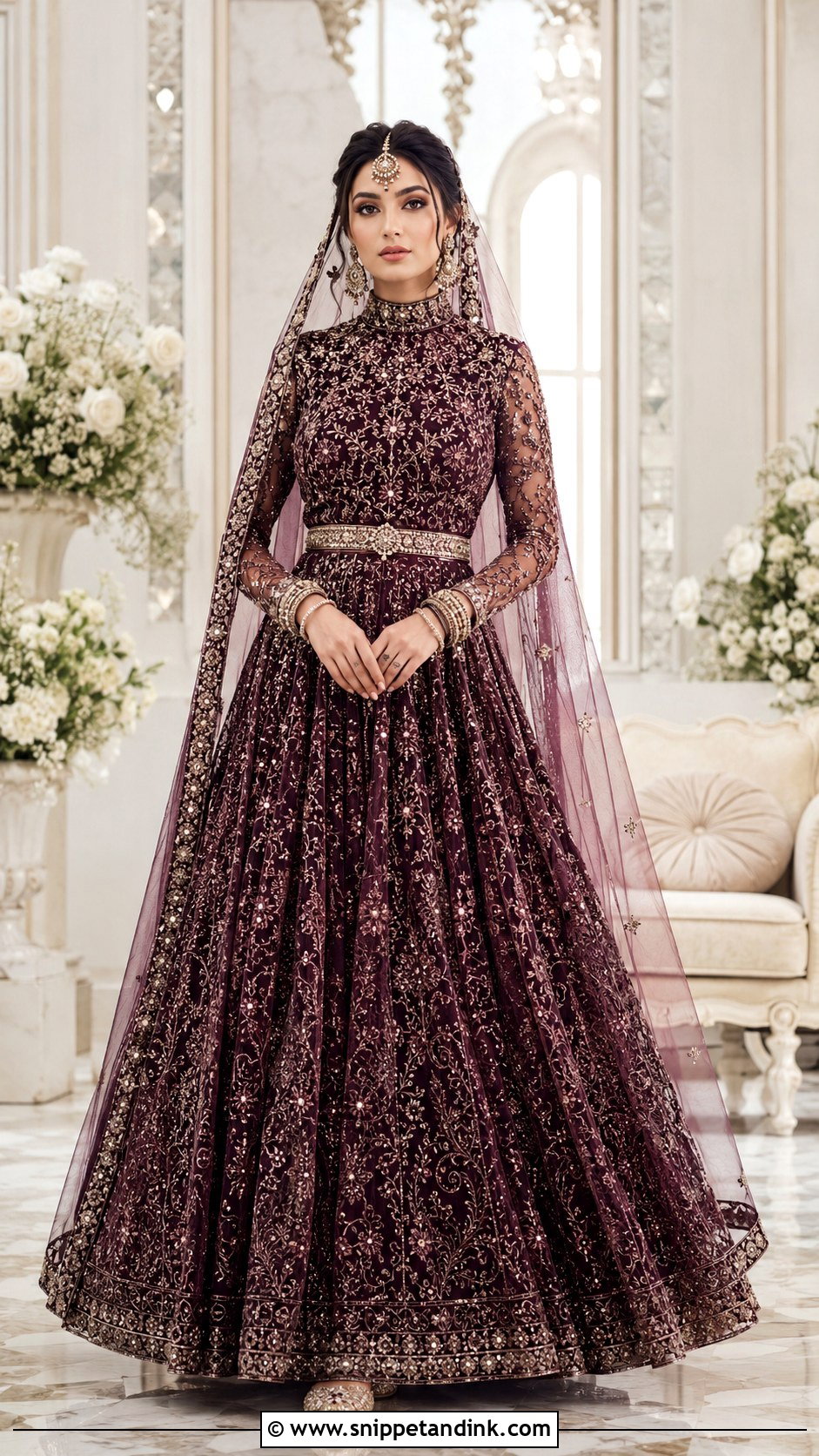 High Neck Bridal Choli With Sheer Sleeves - Snippet and Ink - 20 Bridal Choli Designs