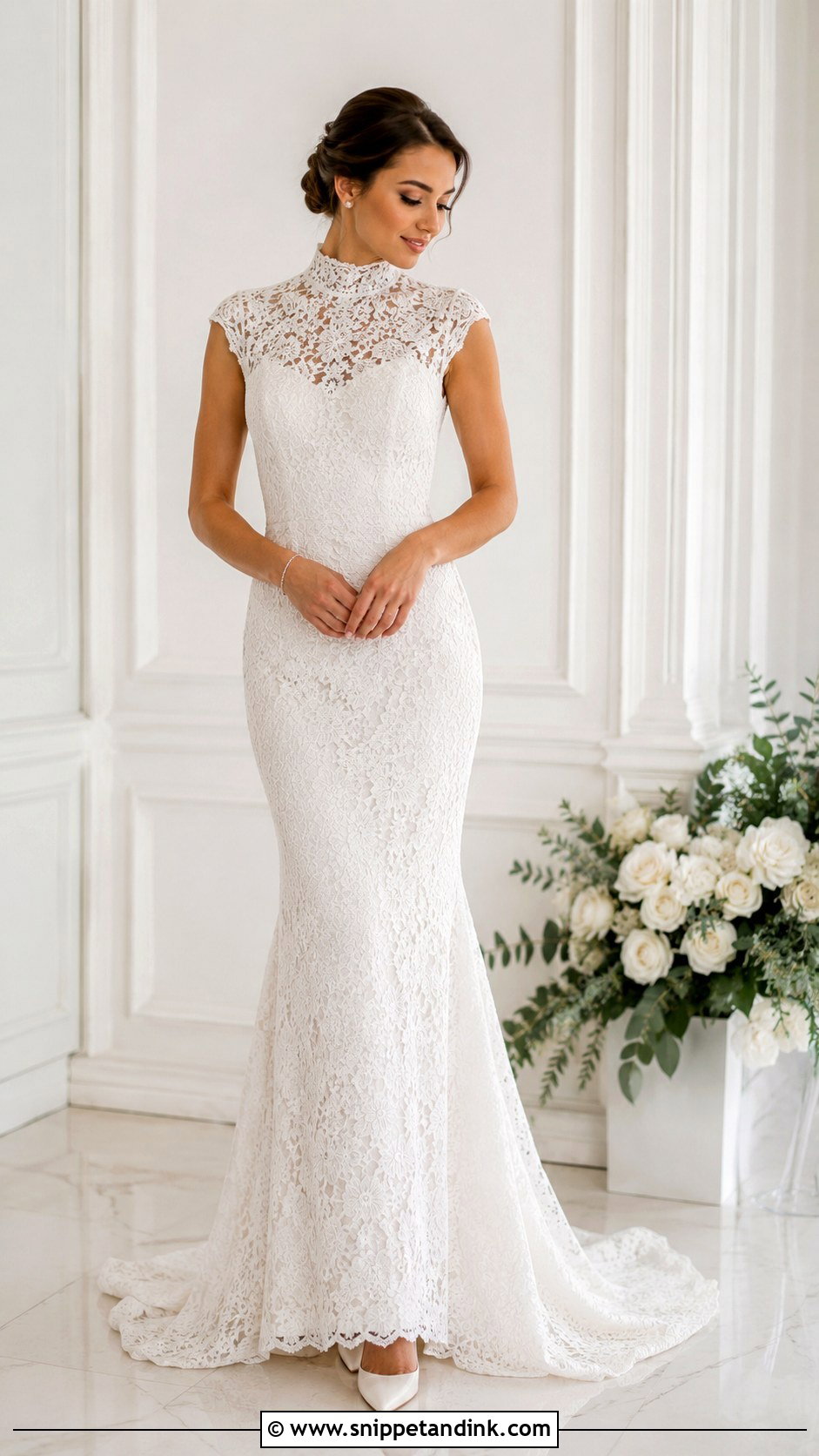 High Neck Bridal Dress Outfit - Snippet and Ink - 30 Bridal Wear Ideas