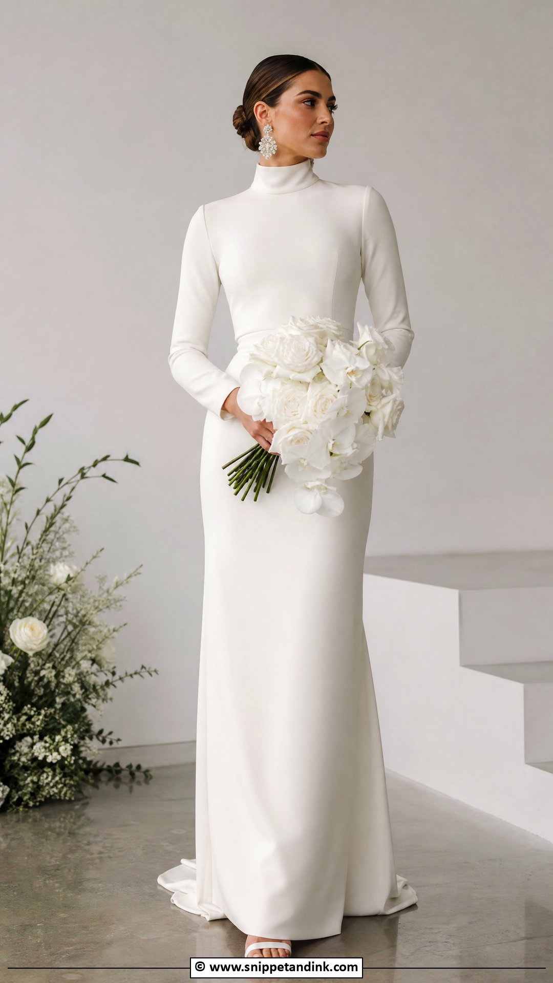 High Neck Bridal Gown Outfit - Snippet and Ink - 35 Bridal Outfit Ideas